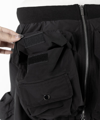 【 セットアップ 】アウトポケットオフショルカーゴブルゾン & ダブルジップカーゴミニスカート SET / out pocket off shoulder cargo blouson & double zip cargo mini skirt SET