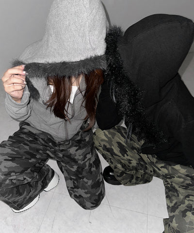 ダブルタックヴィンテージカモフラージュワイドパンツ / double tuck vintage camouflage wide pants