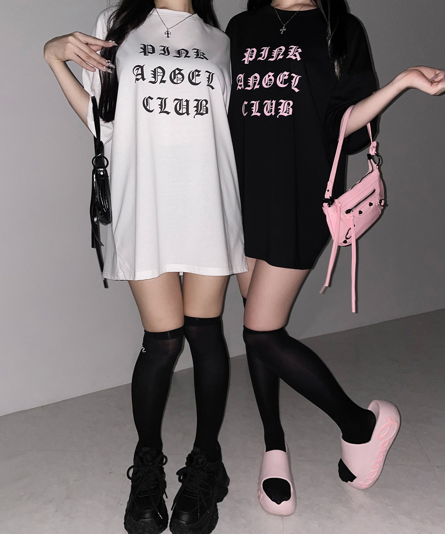 【 PINK ANGEL CLUB 】グランジロゴビッグTシャツ / PINK ANGEL CLUB grunge logo big T-shirts