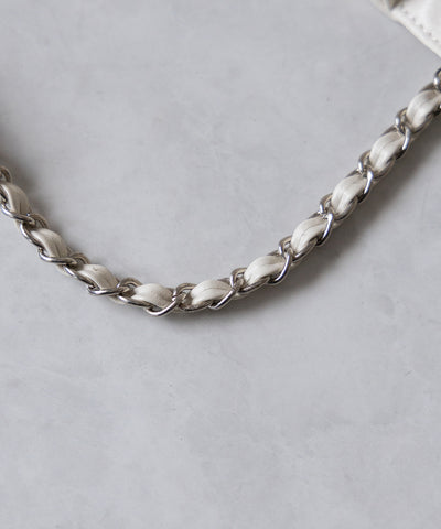 【 A4収納可 】ダブルシャーリングフェイクレザースクエアチェーンバッグ / double shirring fake leather square chain bag