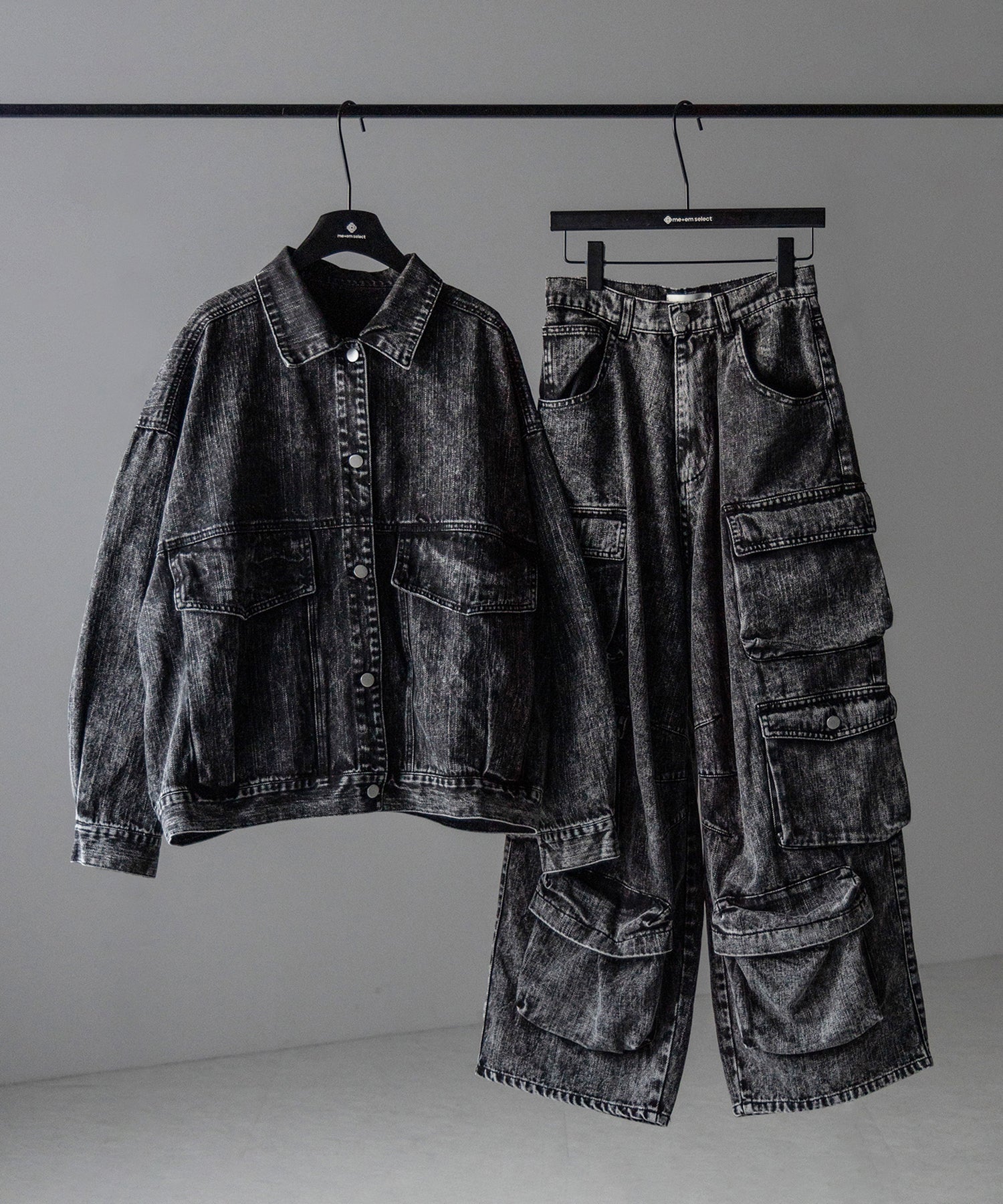 【 デニムセットアップ着用可能 】ヴィンテージケミカルブリーチヘビーワイドカーゴデニム / vintage chemical bleach heavy wide cargo denim