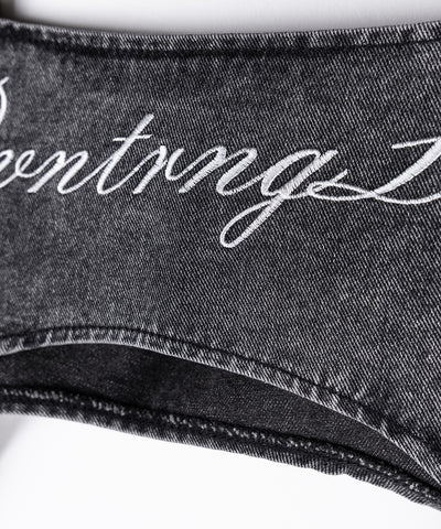 【 2WAY 】レタリングロゴ刺繍ガーターヴィンテージワイドデニム / lettering logo embroidery garter vintage wide denim