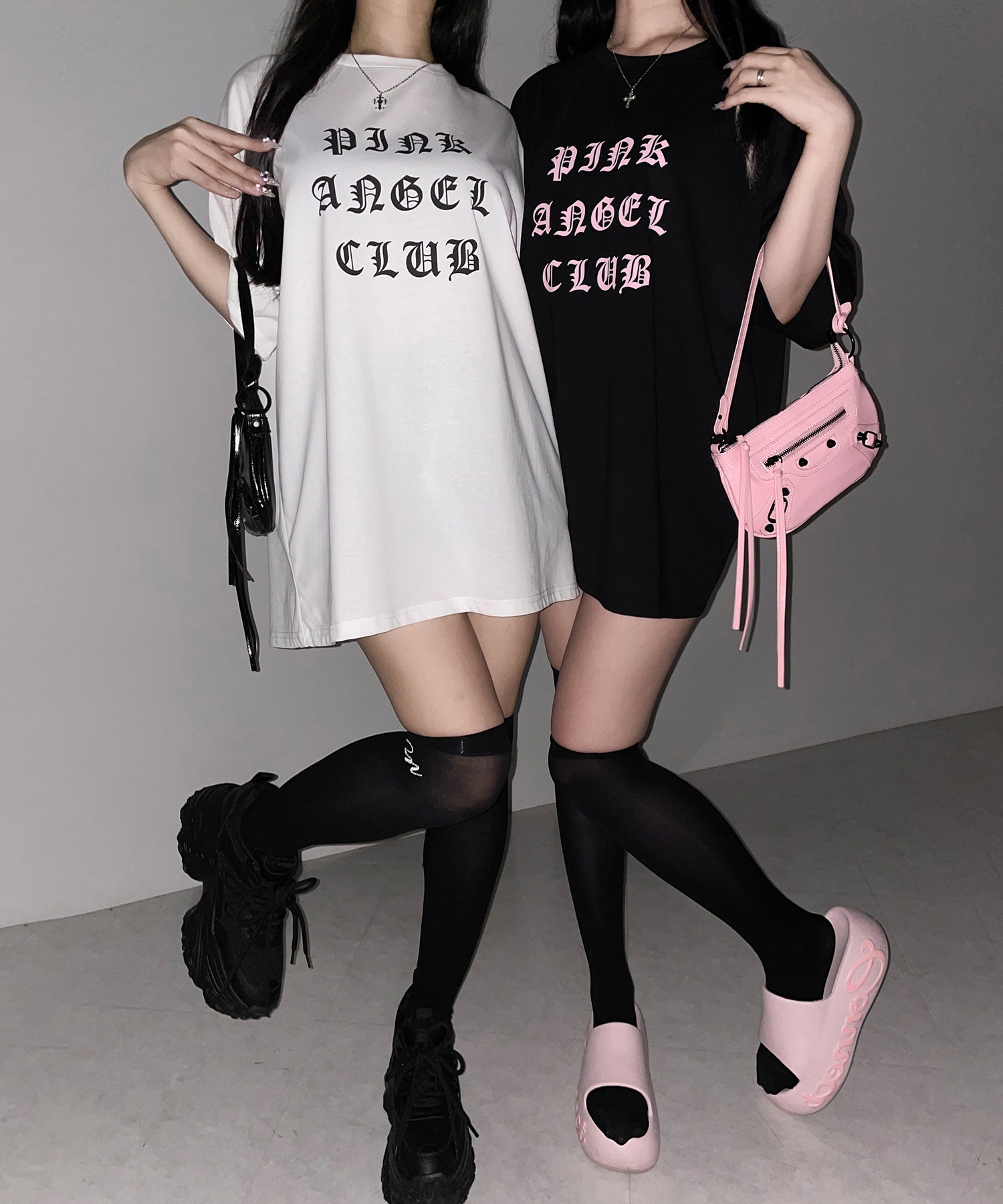 【 PINK ANGEL CLUB 】グランジロゴビッグTシャツ / PINK ANGEL CLUB grunge logo big T-shirts