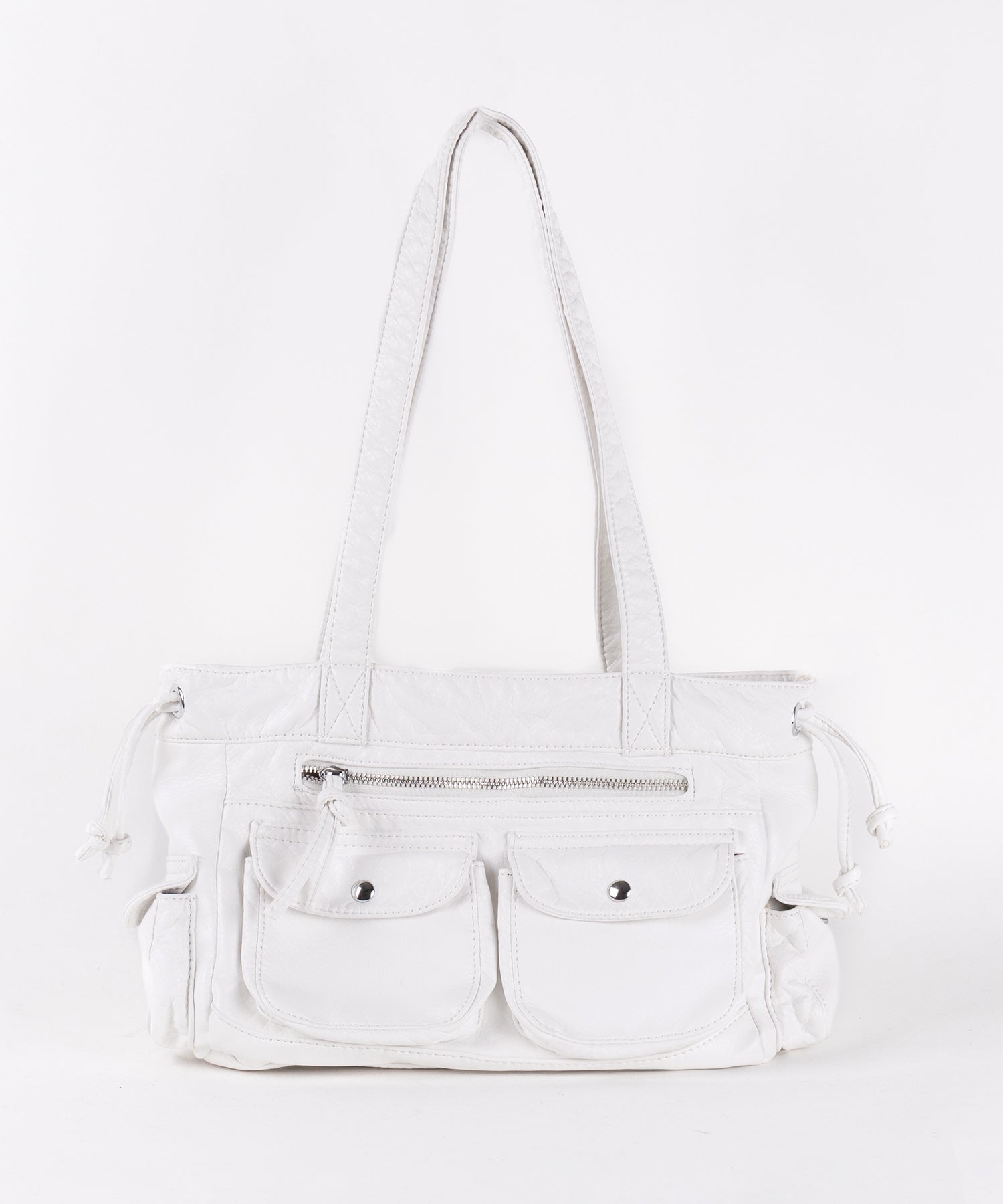 アウトポケットジップアップエンボスヴィンテージハンドバッグ / out pocket zipup embossed vintage handbag