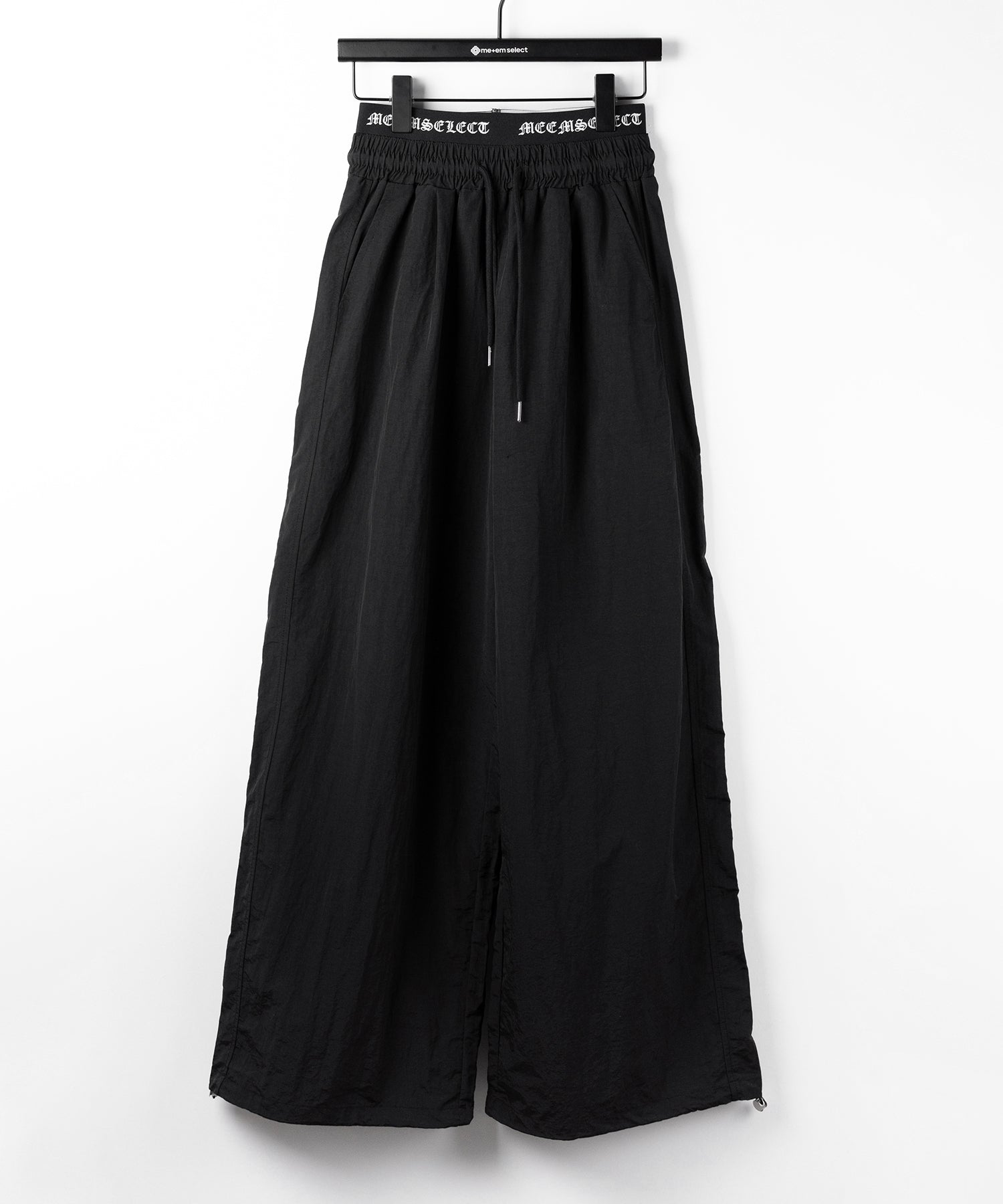 【 2color / 裾絞り可能 】ウエストロゴナイロンライクワッシャーワイドパンツ / waist logo nylon-like washer wide pants