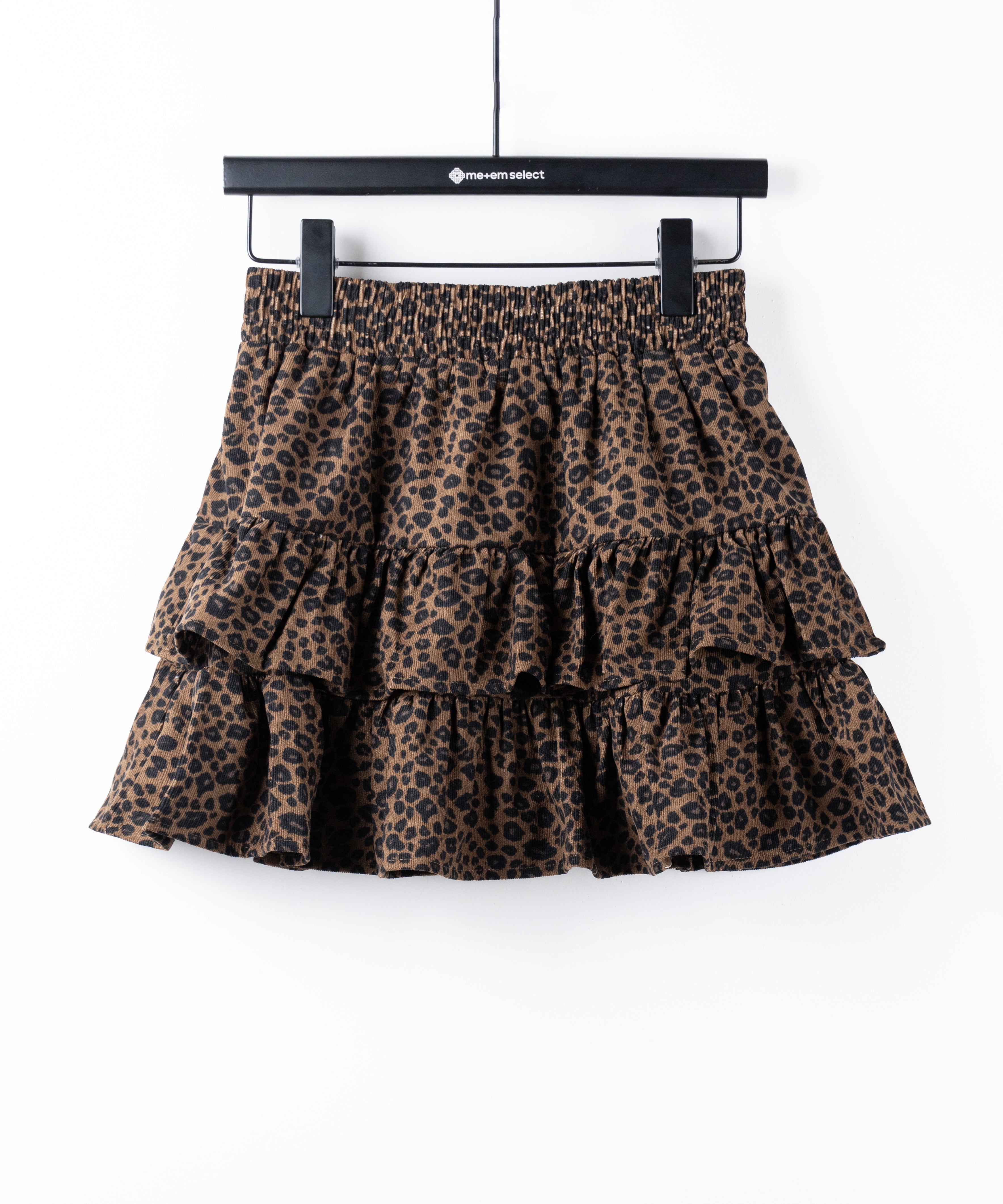 【 無地 or レオパードから選べる / インパン裏地付 】コーデュロイティアードフリルミニスカート / corduroy tiered frill mini skirt