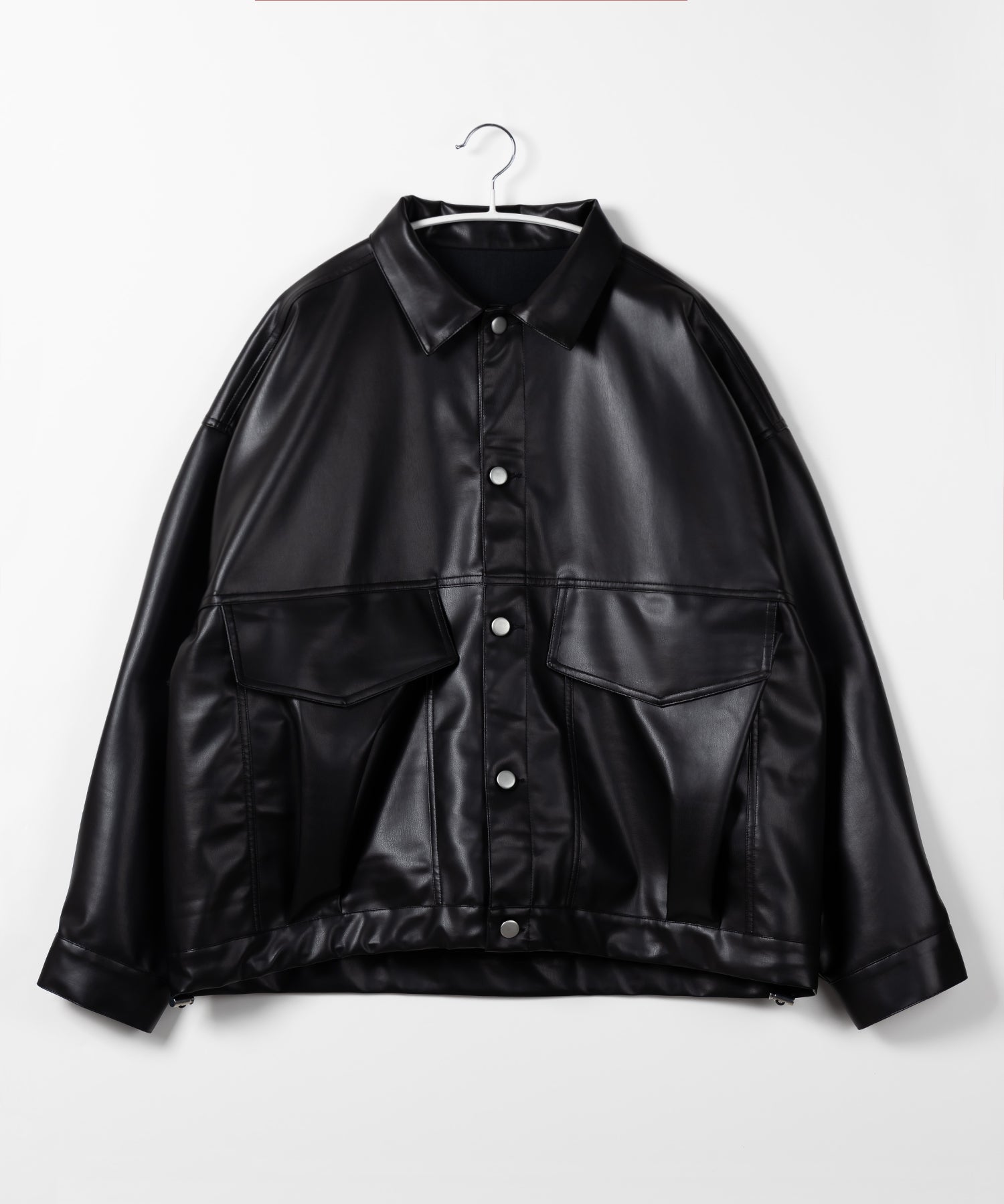 【 裾絞り可能2WAY 】ビッグシルエットボーイフレンドレザージャケット