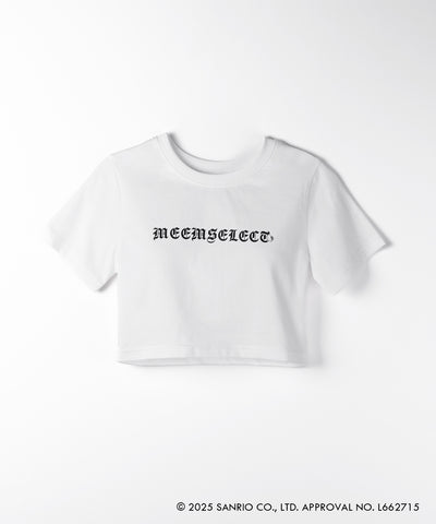 【 HELLO KITTY × me+em select 】ハローキティグランジロゴショートちびTシャツ / Hello Kitty grunge logo short chibi T-shirt 【 セットアップ着用可能 】