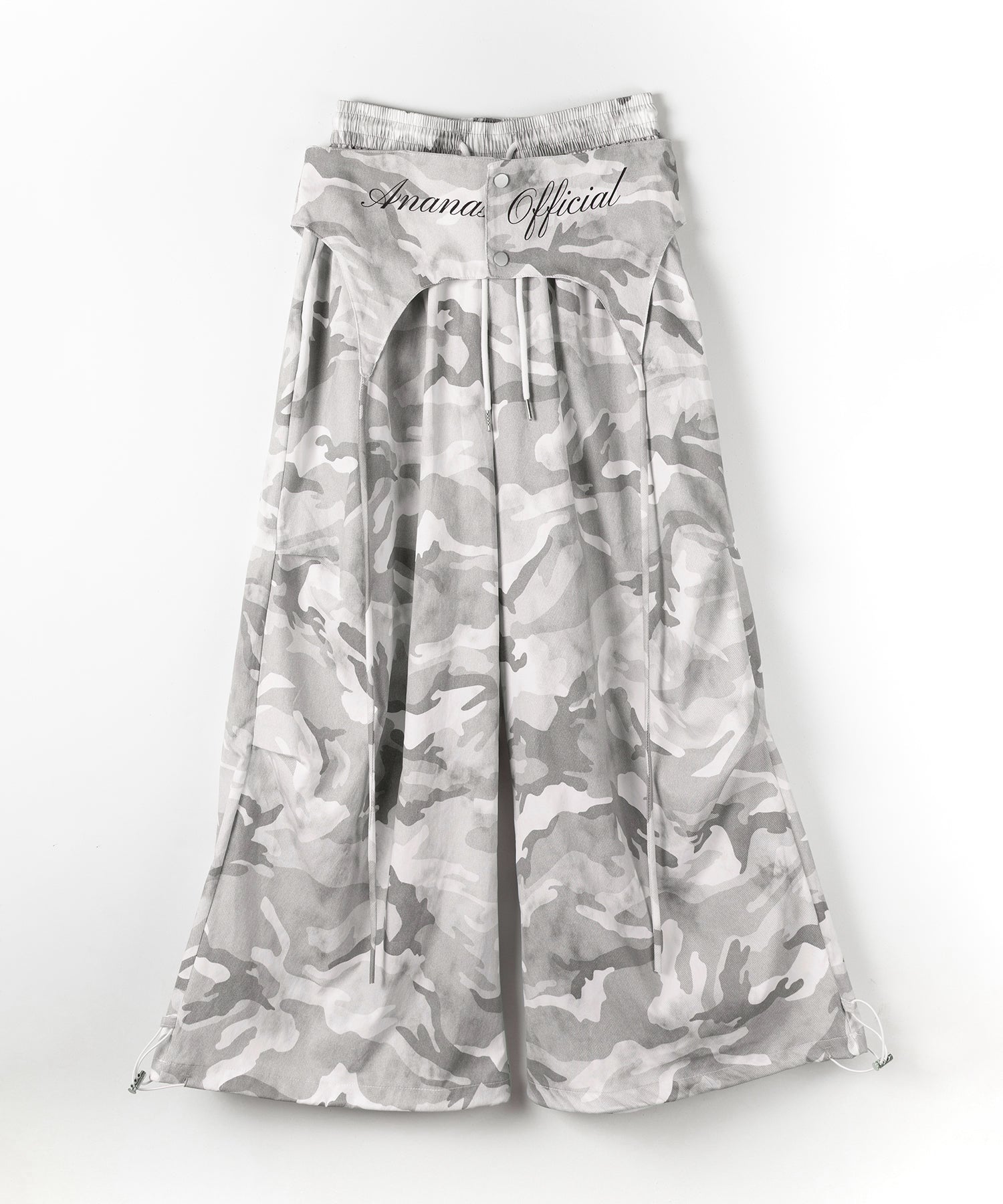 ロゴガーターカモフラタックワイドパンツ / logo garter camouflage tuck wide pants