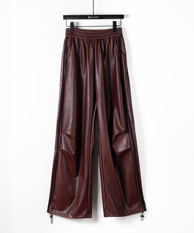 2WAY サイドラインフェイクレザーワイドパンツ / 2WAY Sideline fake leather wide pants