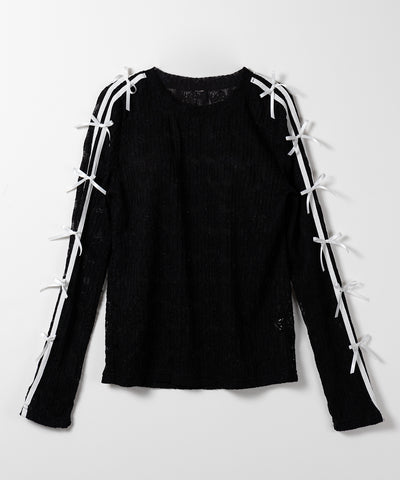 サイドラインリボンレーストップス / side line ribbon lace tops