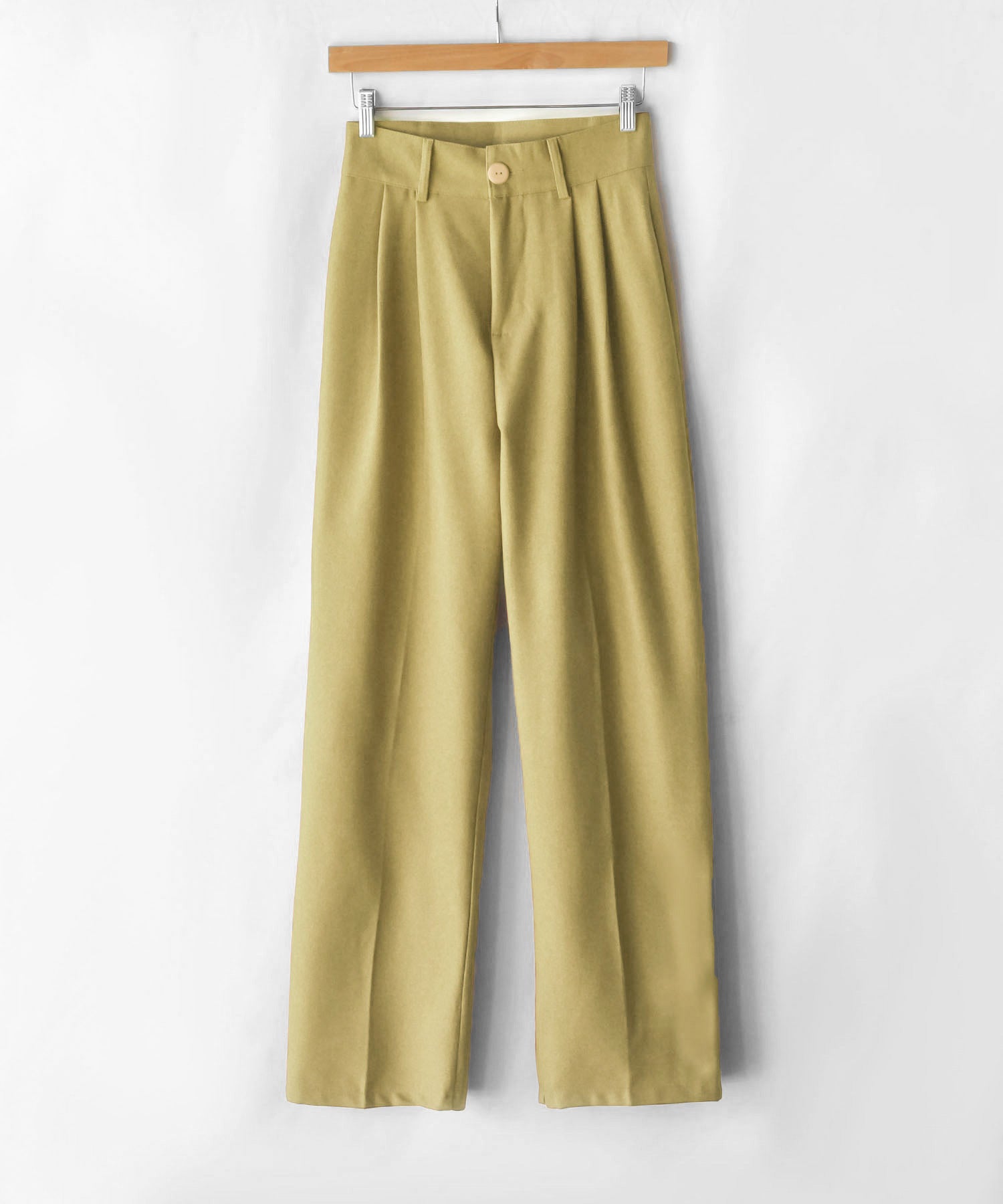 【 秋冬素材で新登場! 】太ベルトハイウエストウールライクカラータックスラックス