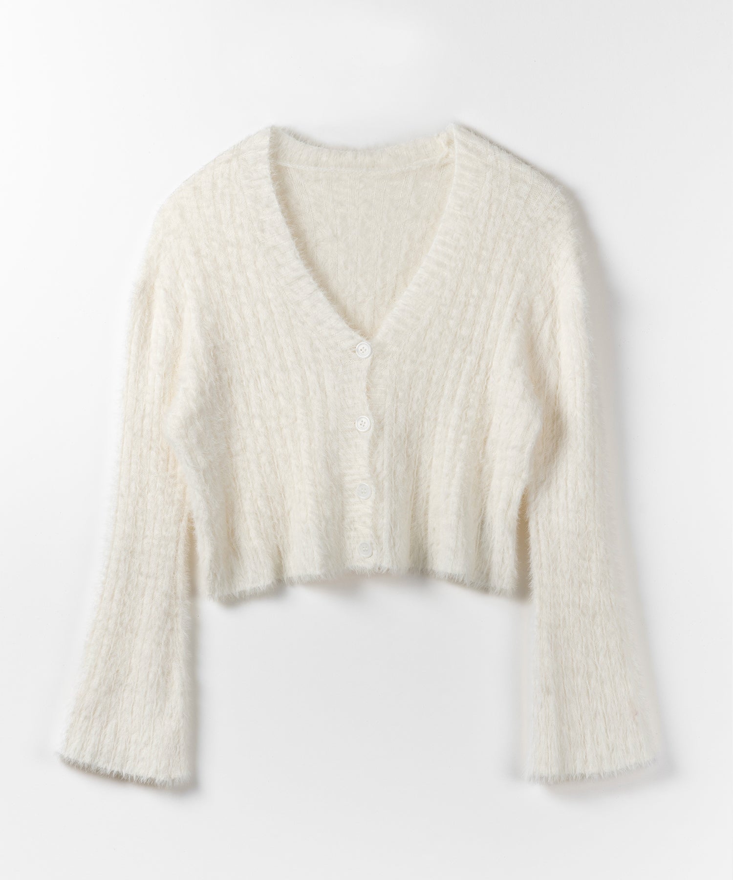 【 3color 】ショートシャギーリブニットカーディガン / short shaggy lib knit cardigan