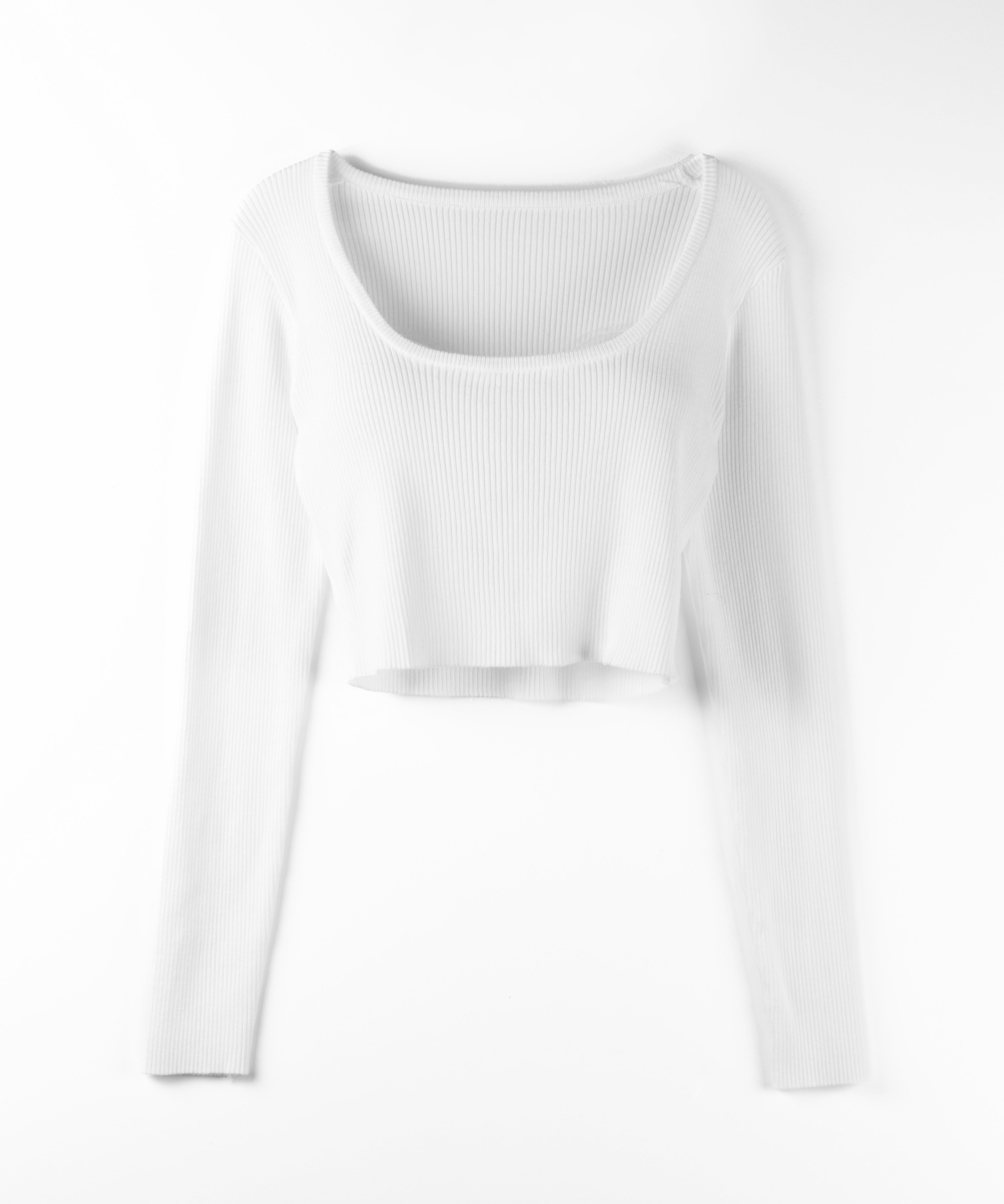 スクエアネックショートリブニットトップス / square neck short rib knit tops