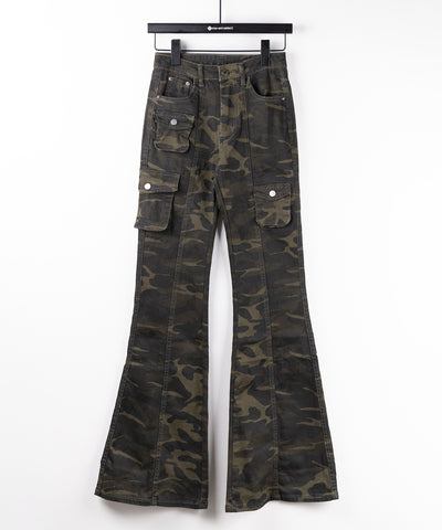 ヴィンテージカモフラストレッチカーゴフレアデニム / vintage camouflage stretch cargo flare denim