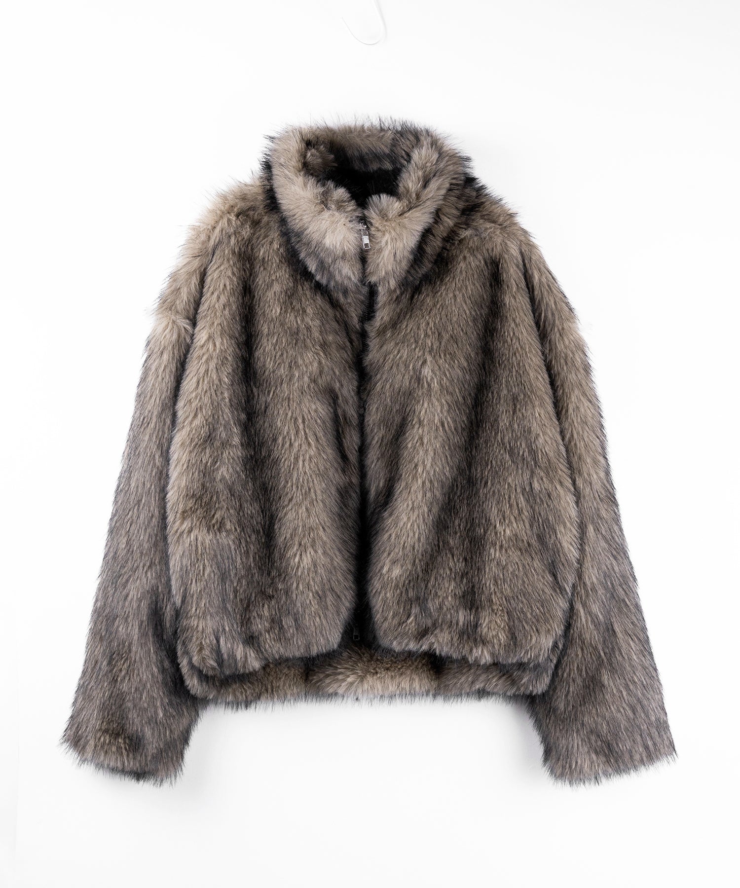ダブルジップスタンドカラーミックスファージャケット / double zip stand collar mix fur jacket