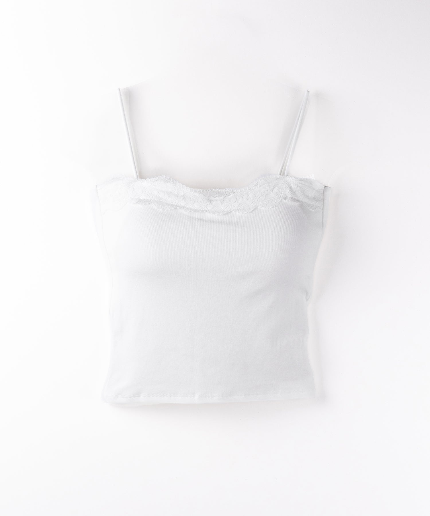 【 3color 】レース切替スクエアクロップドキャミソール / Lace switched square cropped camisole