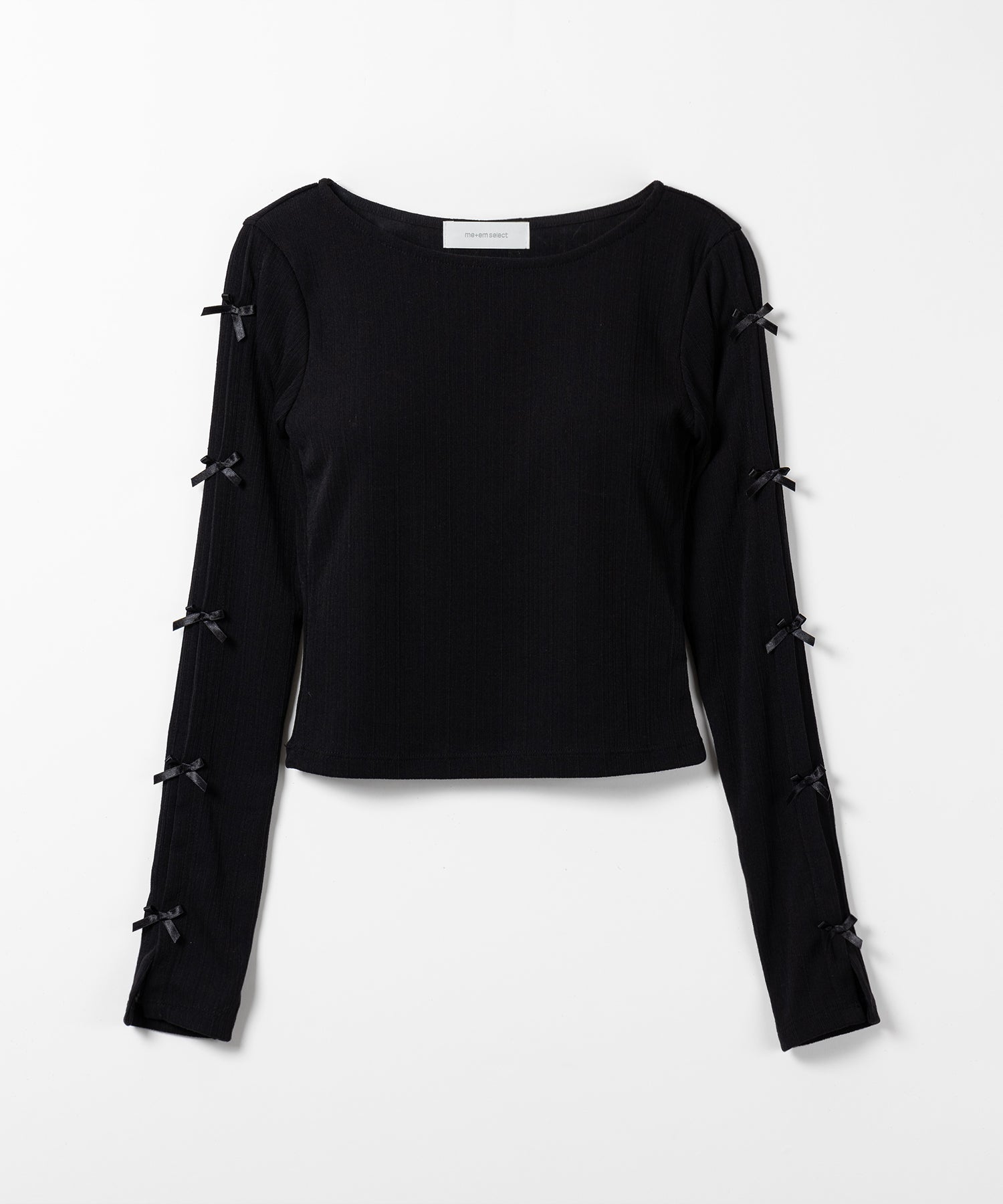 【 2color 】ミニリボンカットアウト長袖カットソートップス
