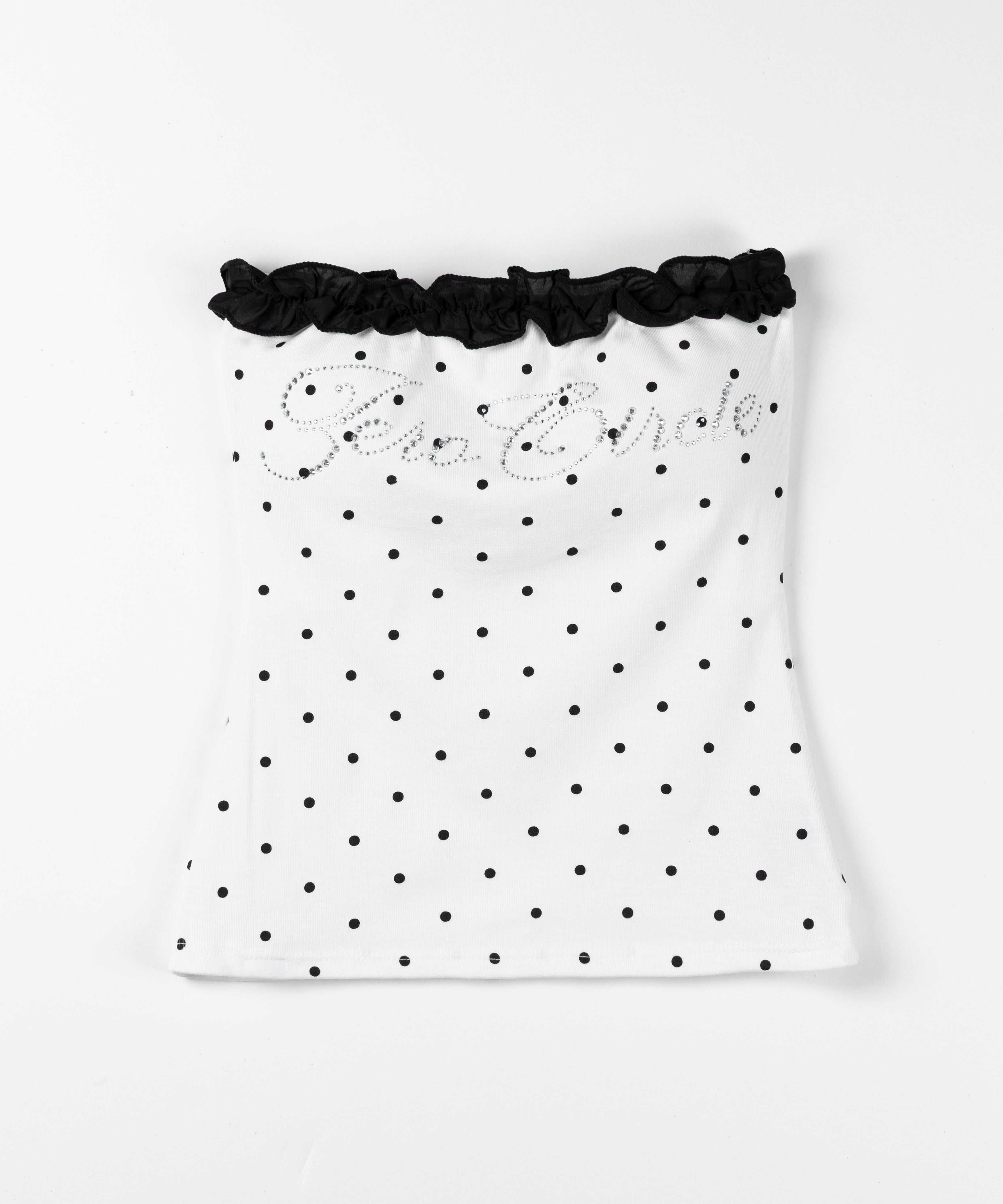 ラインストーンドットフリルベアトップス / Rhinestone dot frill bare tops