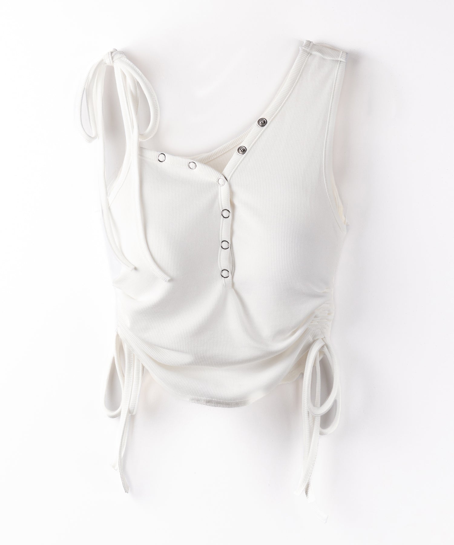 ショルダーリボンシャーリングキャミタンクトップ/ shoulder ribbon shirring cami tank top