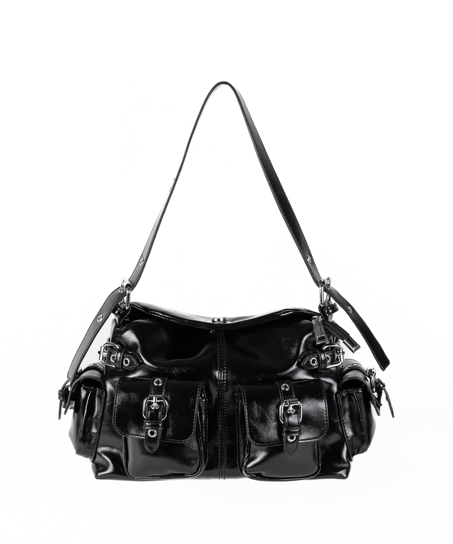 【ショルダーにできる2WAY】4バックルポケットワンハンドルショルダーバッグ/4 buckle pocket one handle shoulder bag