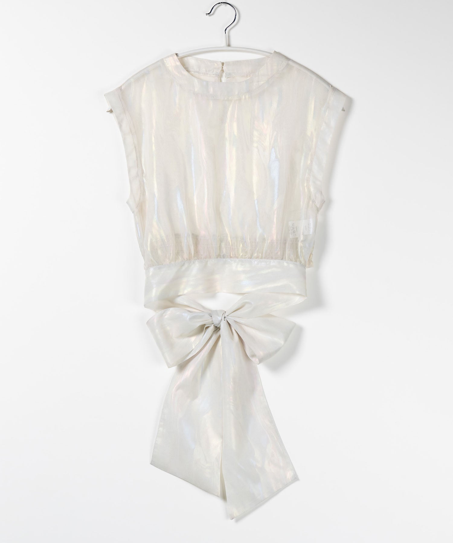 【 3color 】オーロラグロスオーガンジーバックリボンショートブラウス / Aurora gloss organdy back ribbon short Blouse