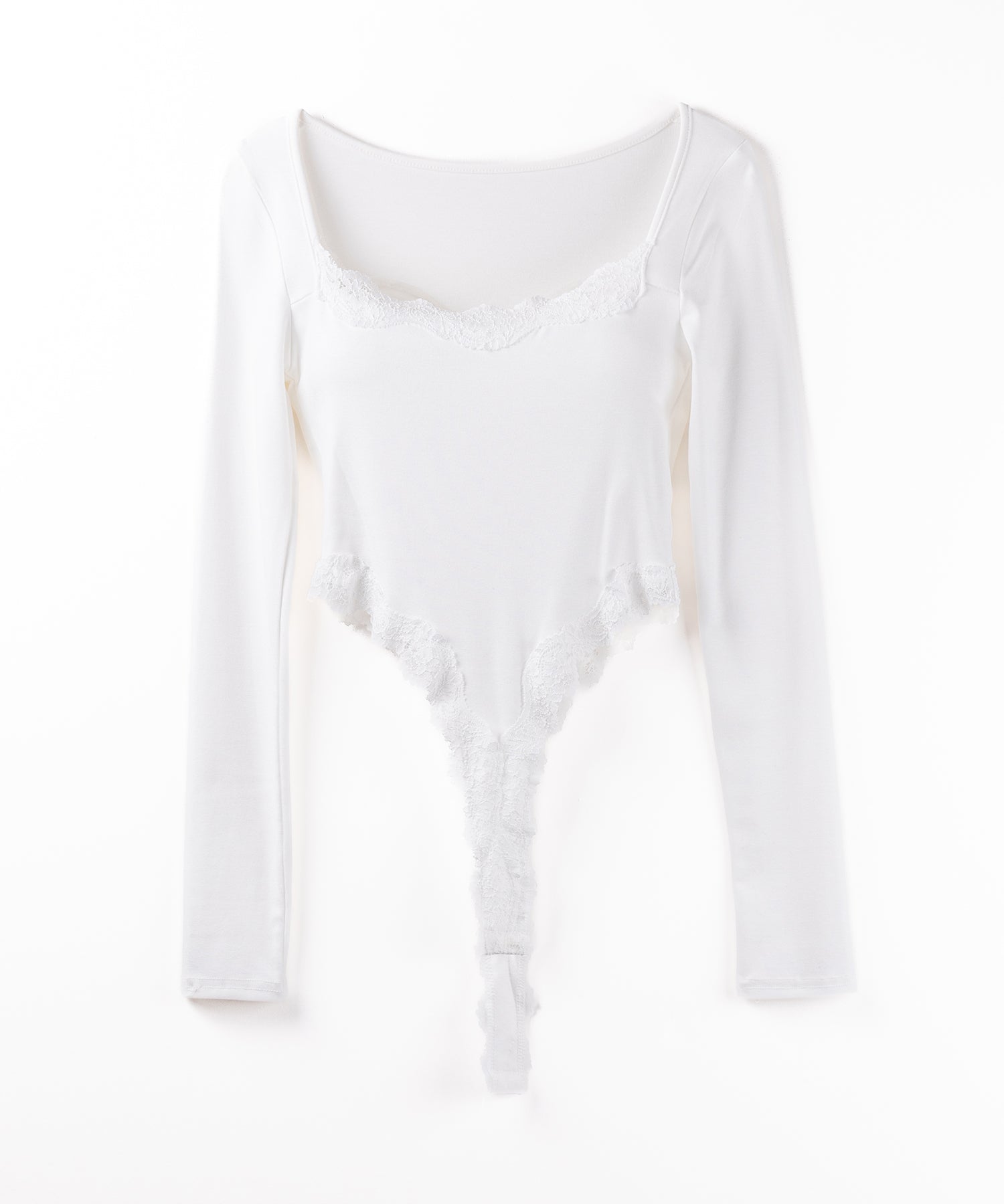 カットアウトレースポイントボディスーツトップス /cutout lace point bodysuit tops