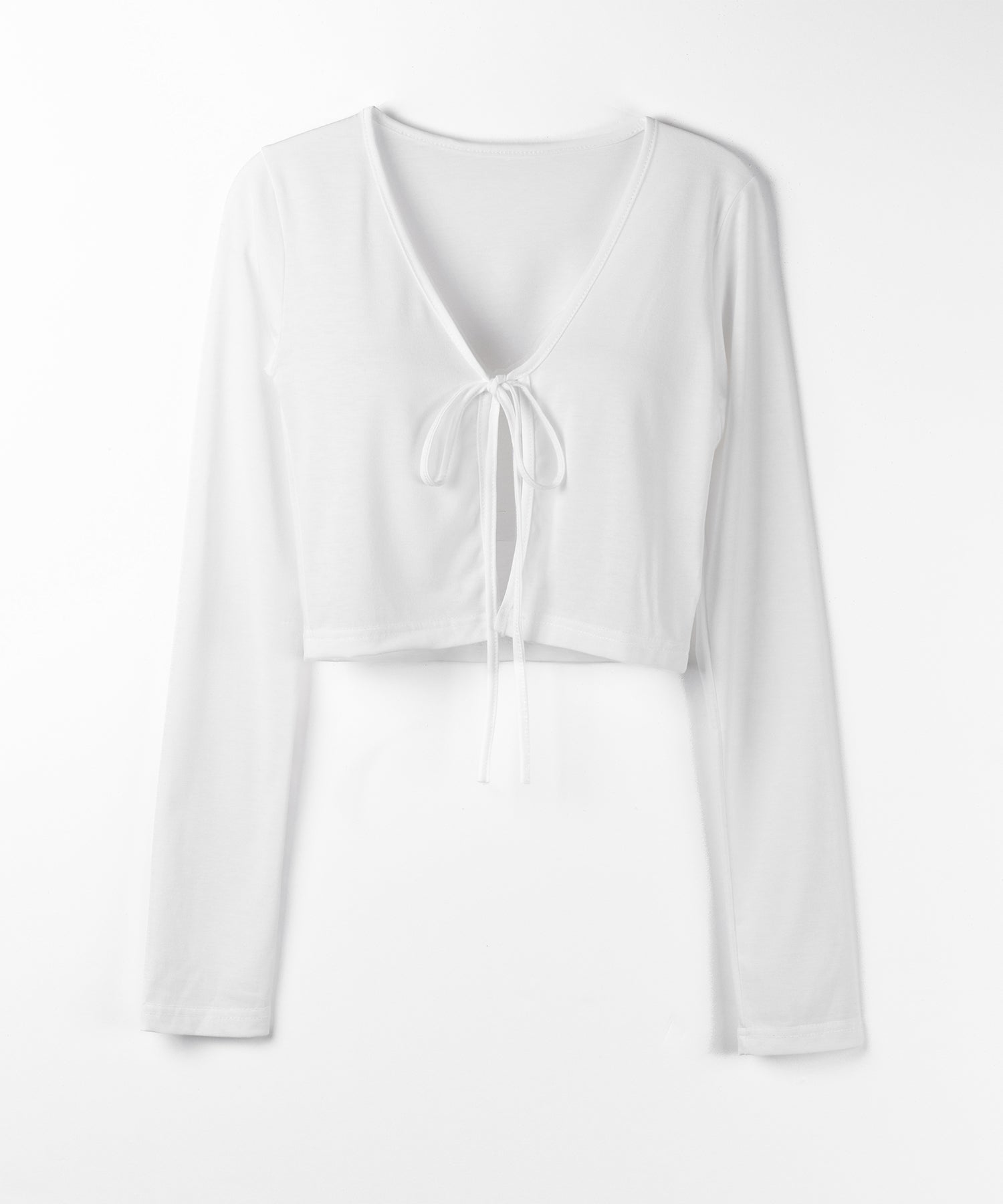 【 2color 】フロントリボンカットソーショートカーディガン / front ribbon cutsew short cardigan