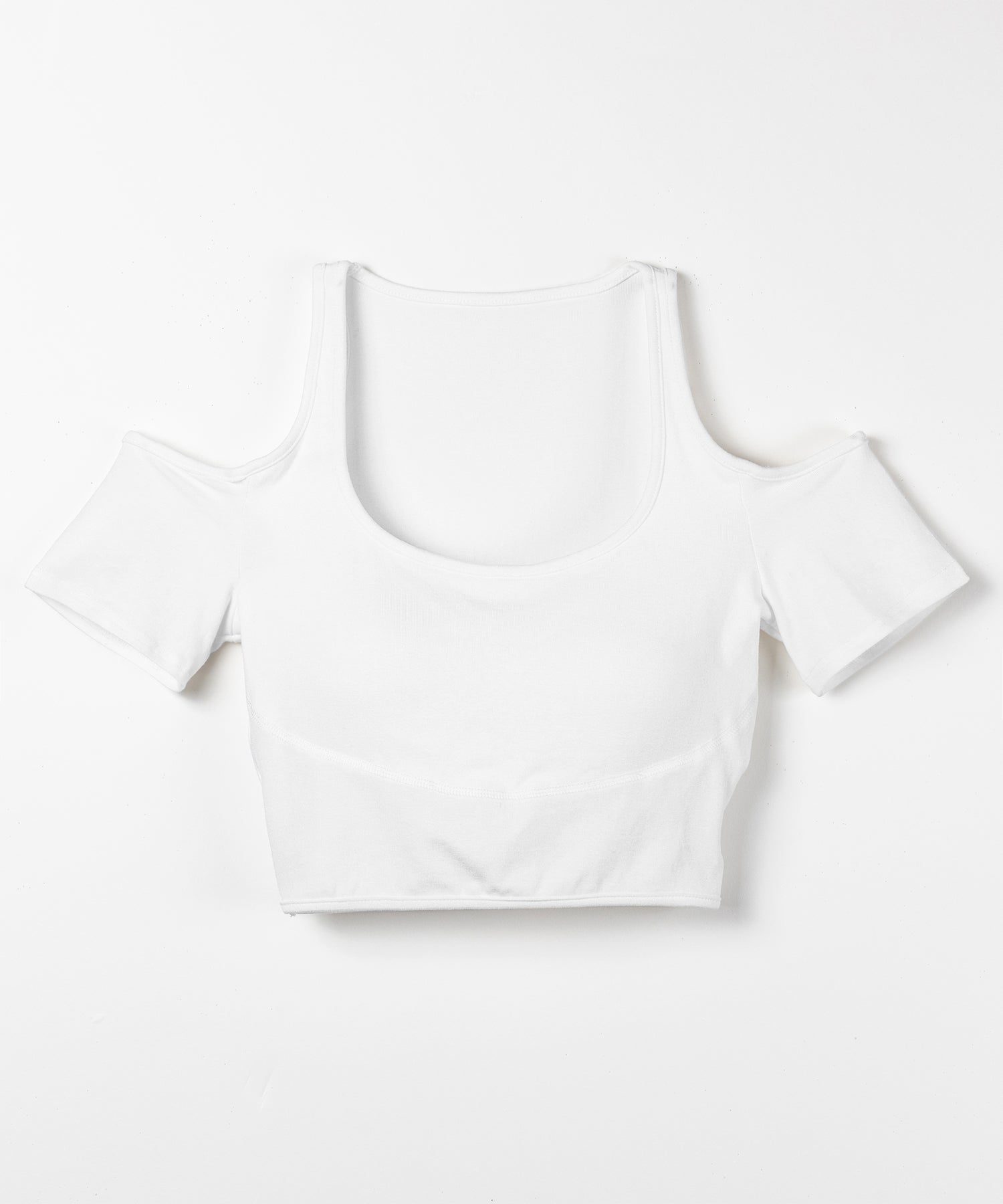 カットアウトオフショルスリムTシャツ / cutout off shoulder slim t-shirts