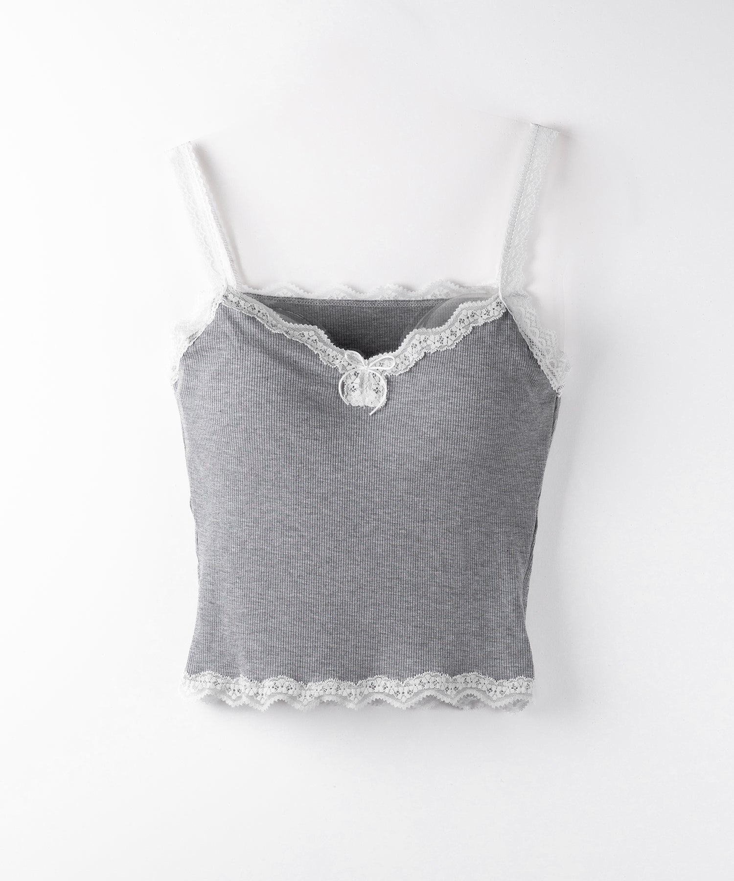 【 3color 】バイカラーレースクロップドリブキャミソール / bicolor lace cropped rib camisole
