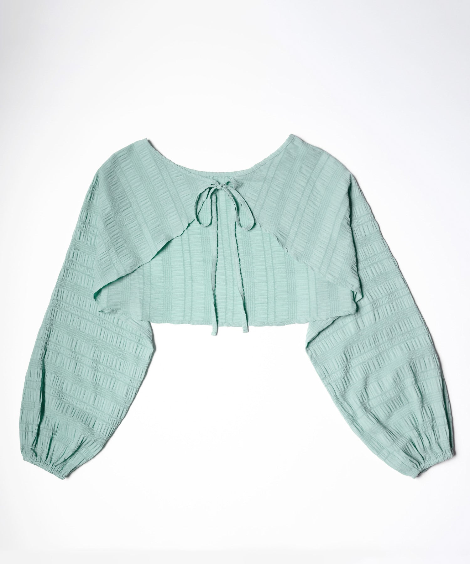 【 7color 】フロントリボンシャーリングショートボレロカーディガン