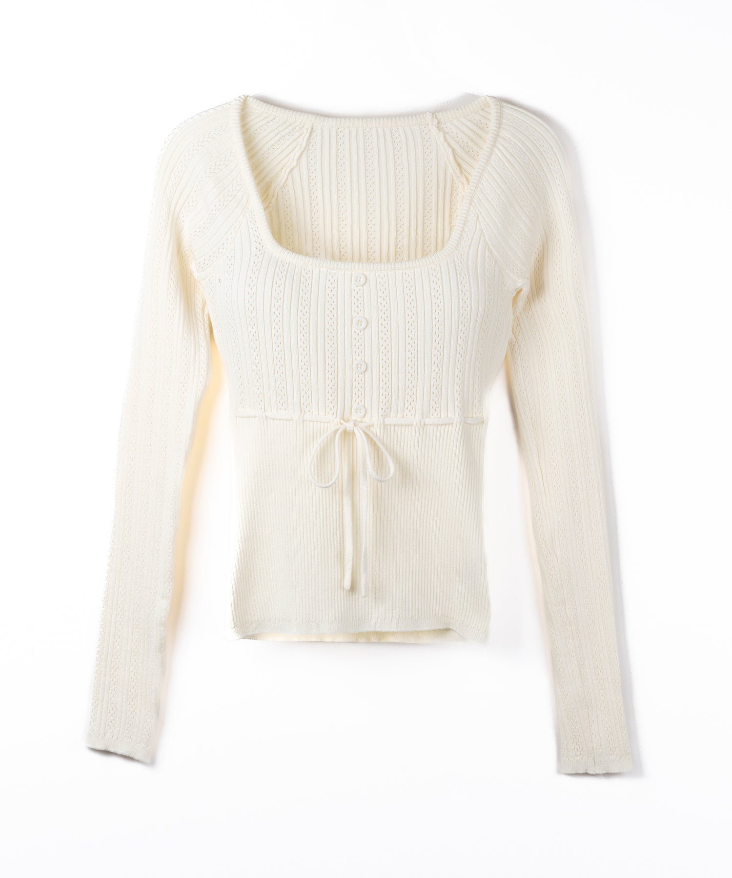 スリムフィット透かし柄リブニット / slim fit watermark pattern rib knit tops