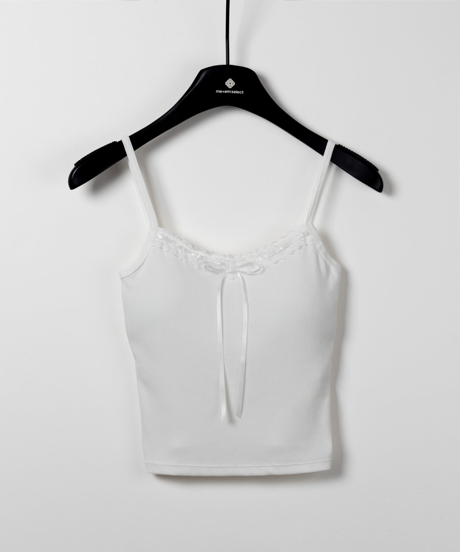 【 カップ付き 】サテンリボンレースリブキャミソール / satin ribbon lace lib camisole