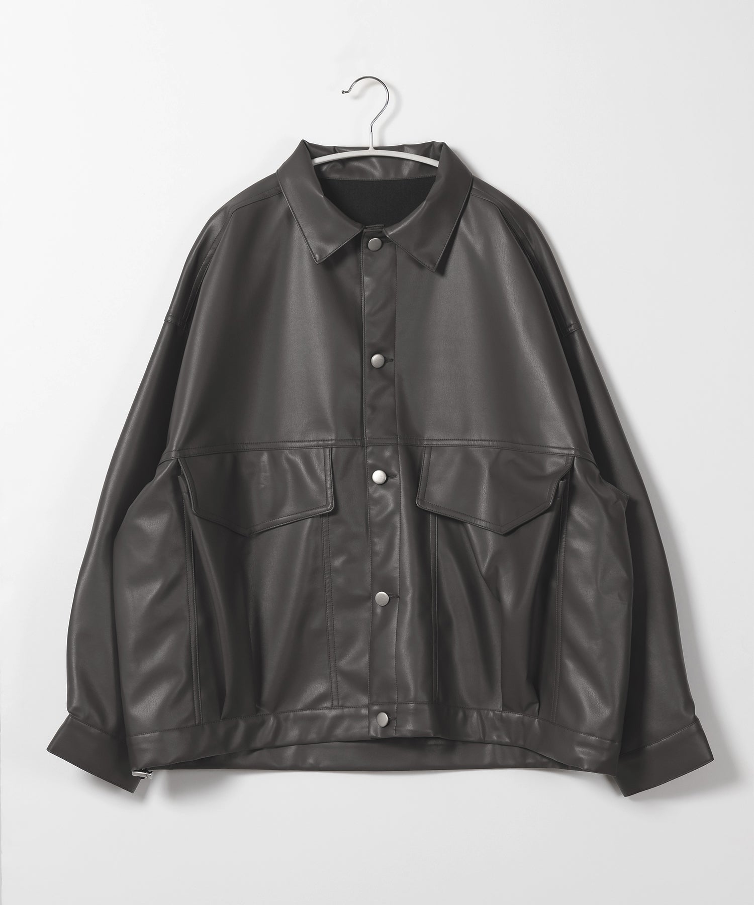 【 裾絞り可能2WAY 】ビッグシルエットボーイフレンドレザージャケット
