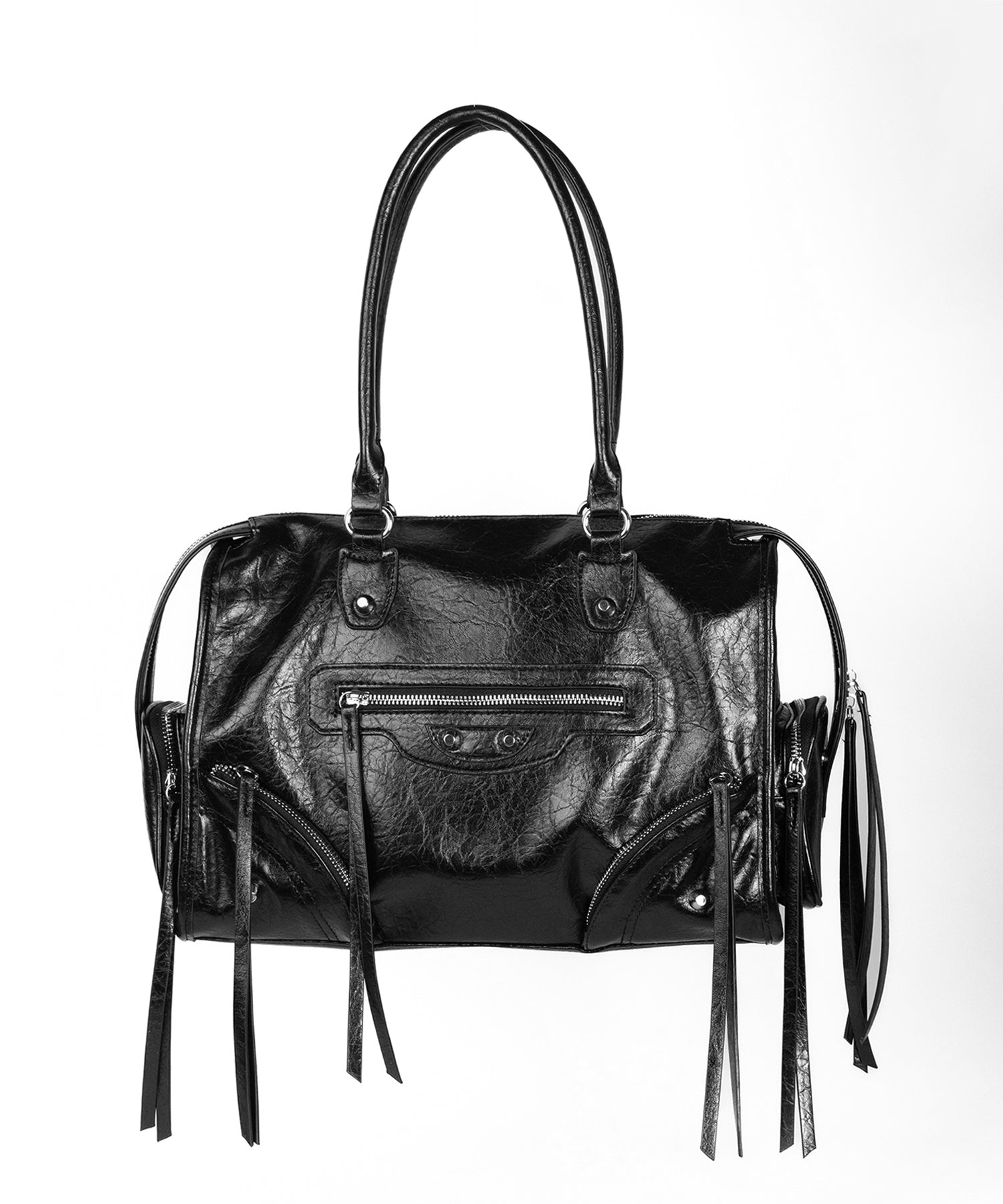 【 ショルダーストラップ付き2WAY 】アウトポケットヴィンテージダブルジップボストンショルダーバッグ /out pocket vintage double zip boston shoulder bag