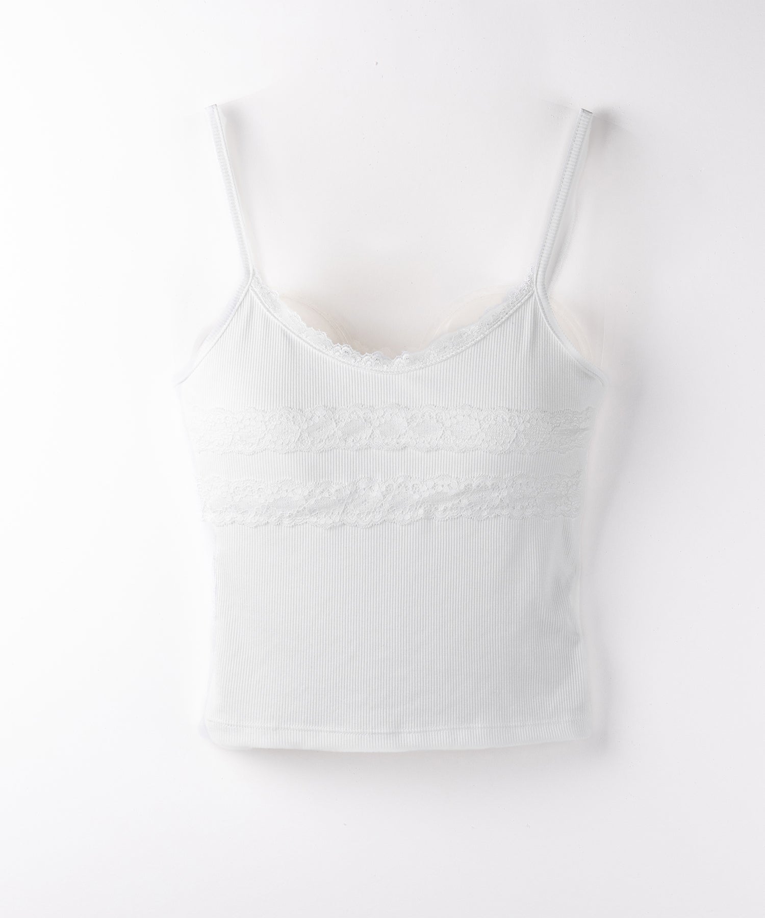 【 3color 】ダブルレース切替リブキャミソール / double lace switching ribbed camisole