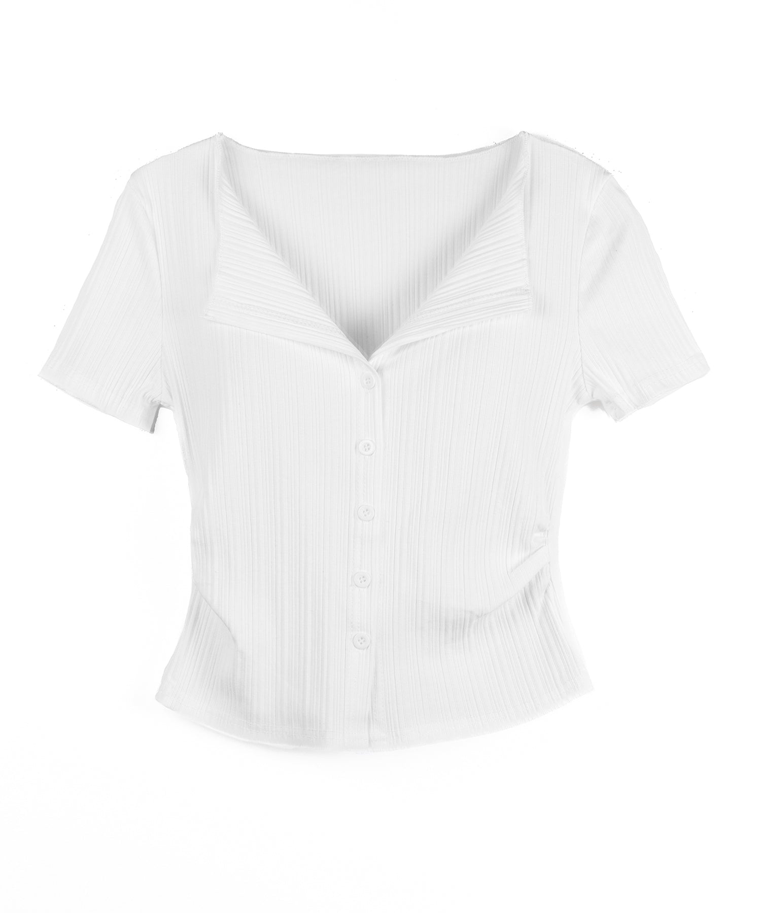 フロントボタン半袖リブカーデトップス / front button short sleeve lib cardigan tops