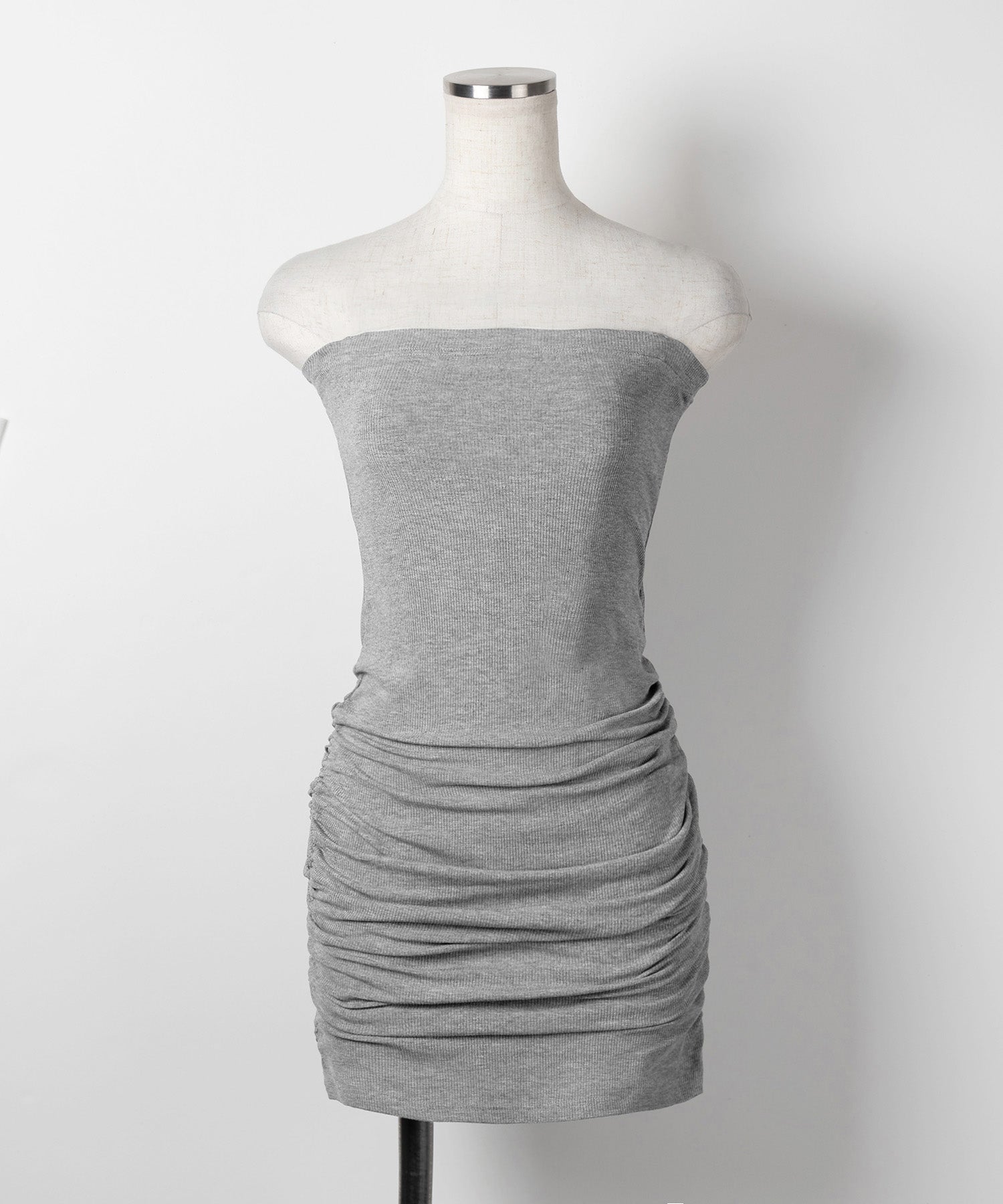 【 2color 】サイドシャーリングタイトリブミニワンピース / side shirring tight rib mini onepiece