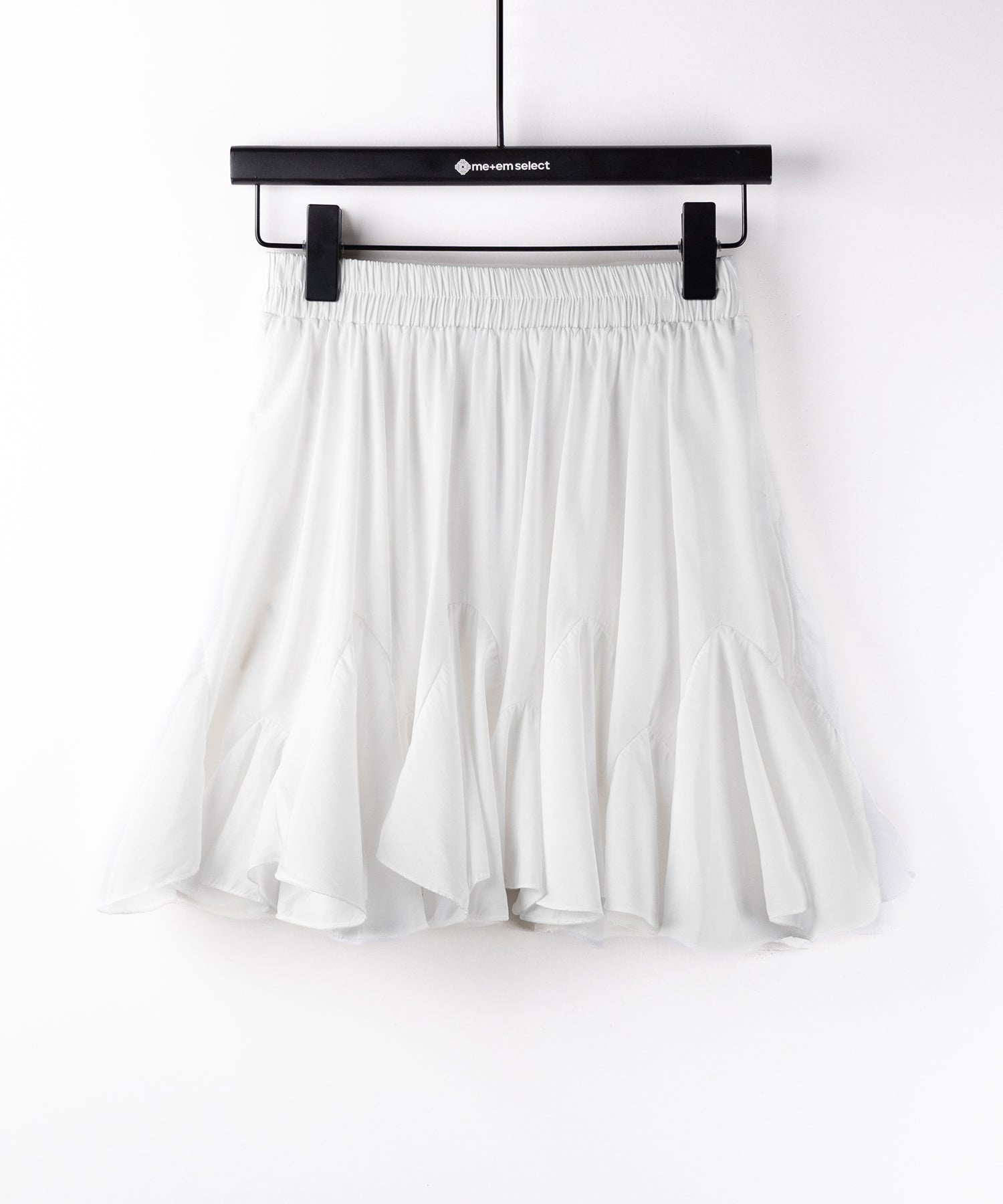 【 2color /インパン裏地付き 】ハイウエストドレープフレアミニスカート / high waist draped flare mini skirt