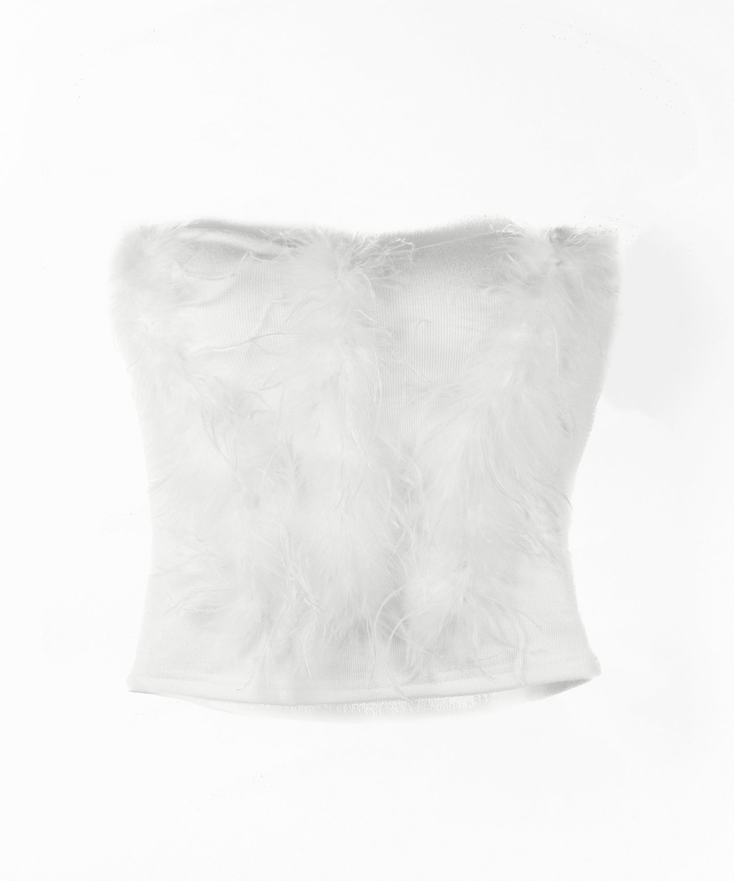 フェザーファードッキングビスチェベアトップ / feather fur docking bustier bare tops