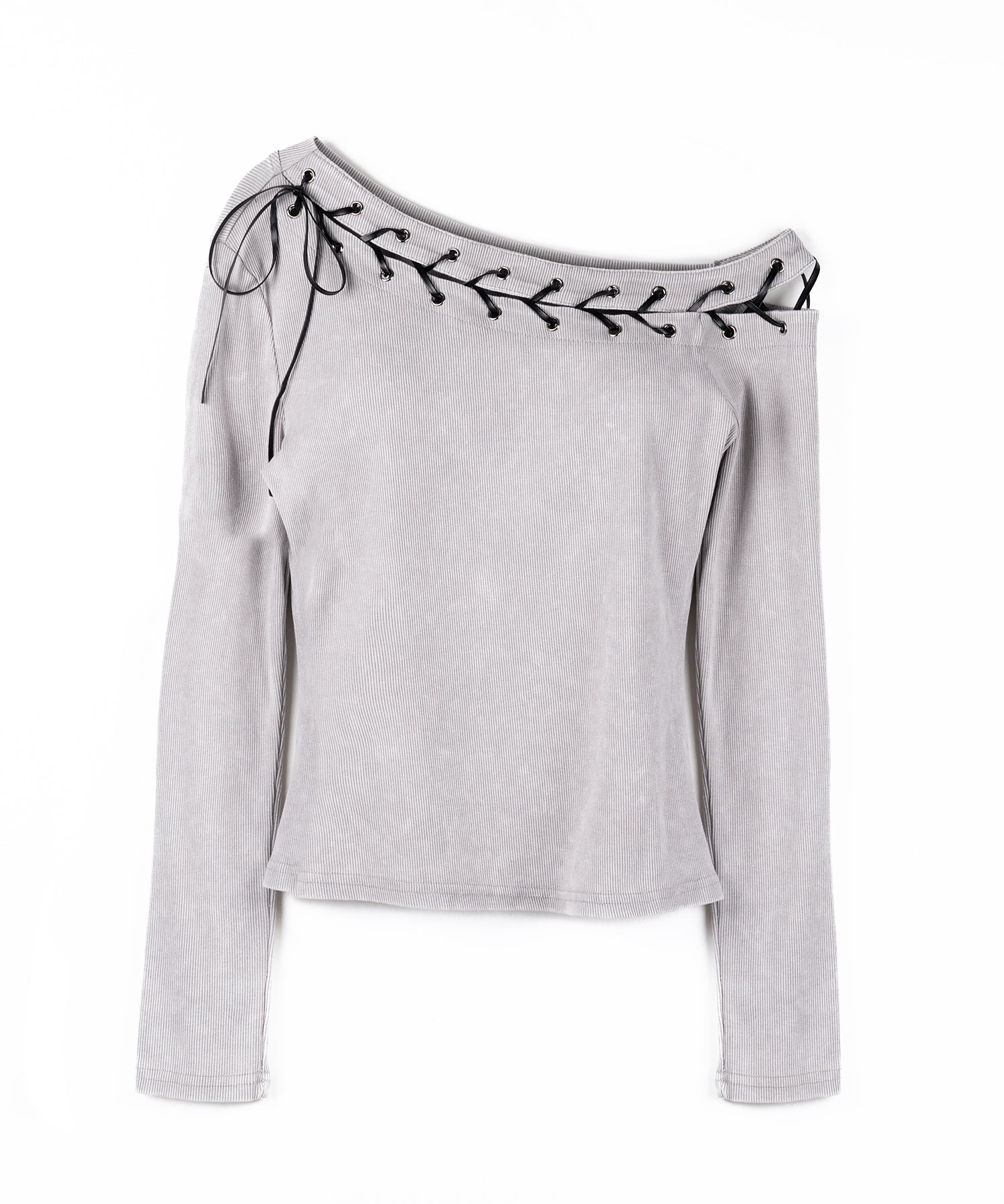 ヴィンテージカットアウトレースアップワンショルリブトップス / vintage cutout laceup one shoulder lib tops