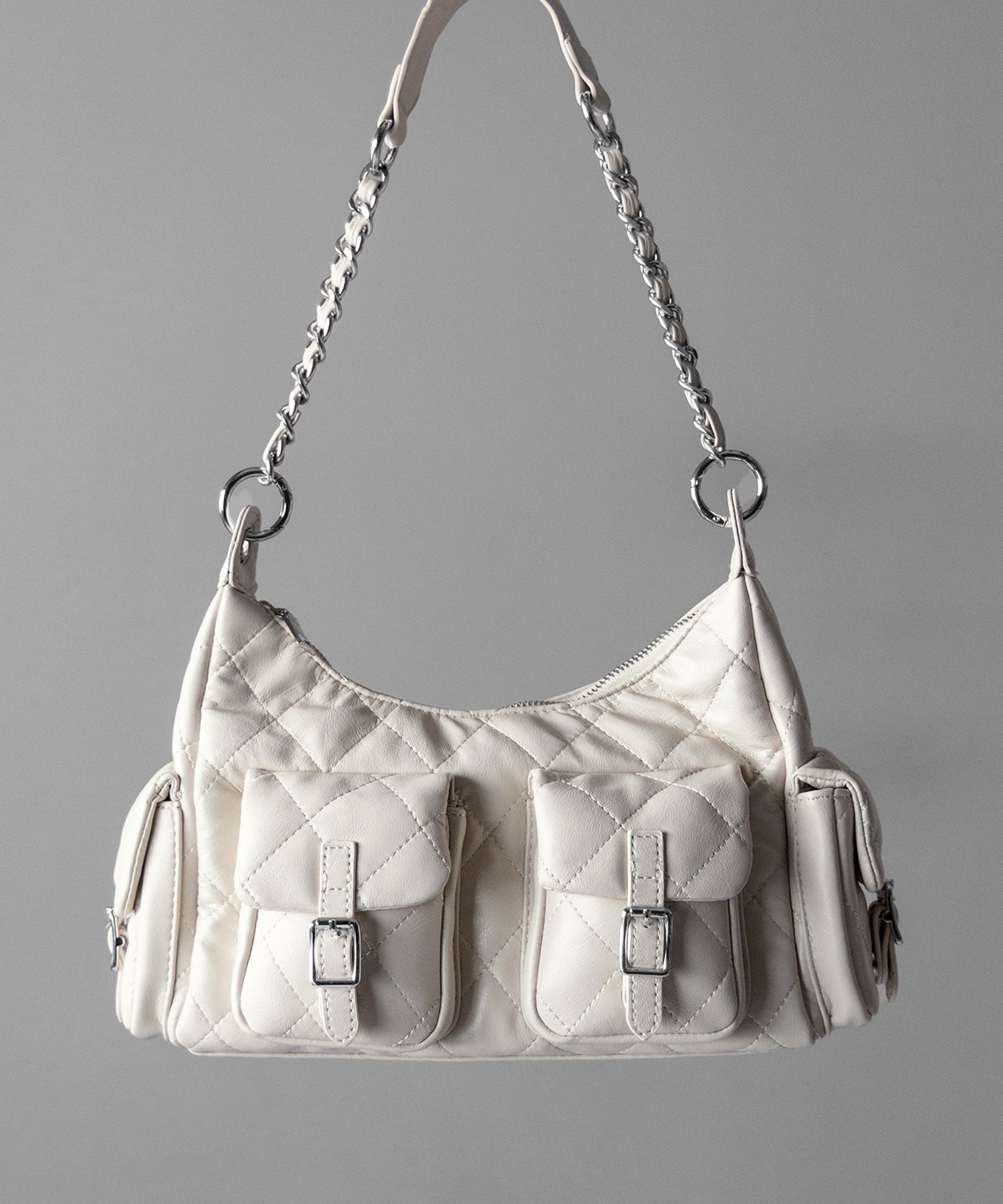【 2WAY 】アウトポケットキルティングチェーンショルダーバッグ / 2WAY out pocket quilting chain shoulder bag