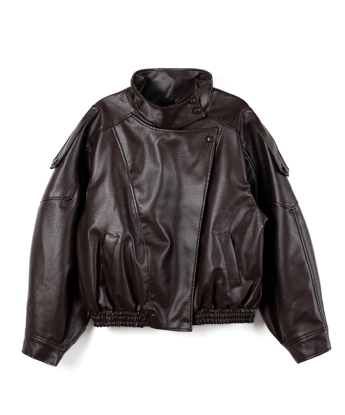 ヴィンテージフェイクレザースタンドカラージップアップブルゾン / 2WAY vintage fake leather stand collar zipup blouson