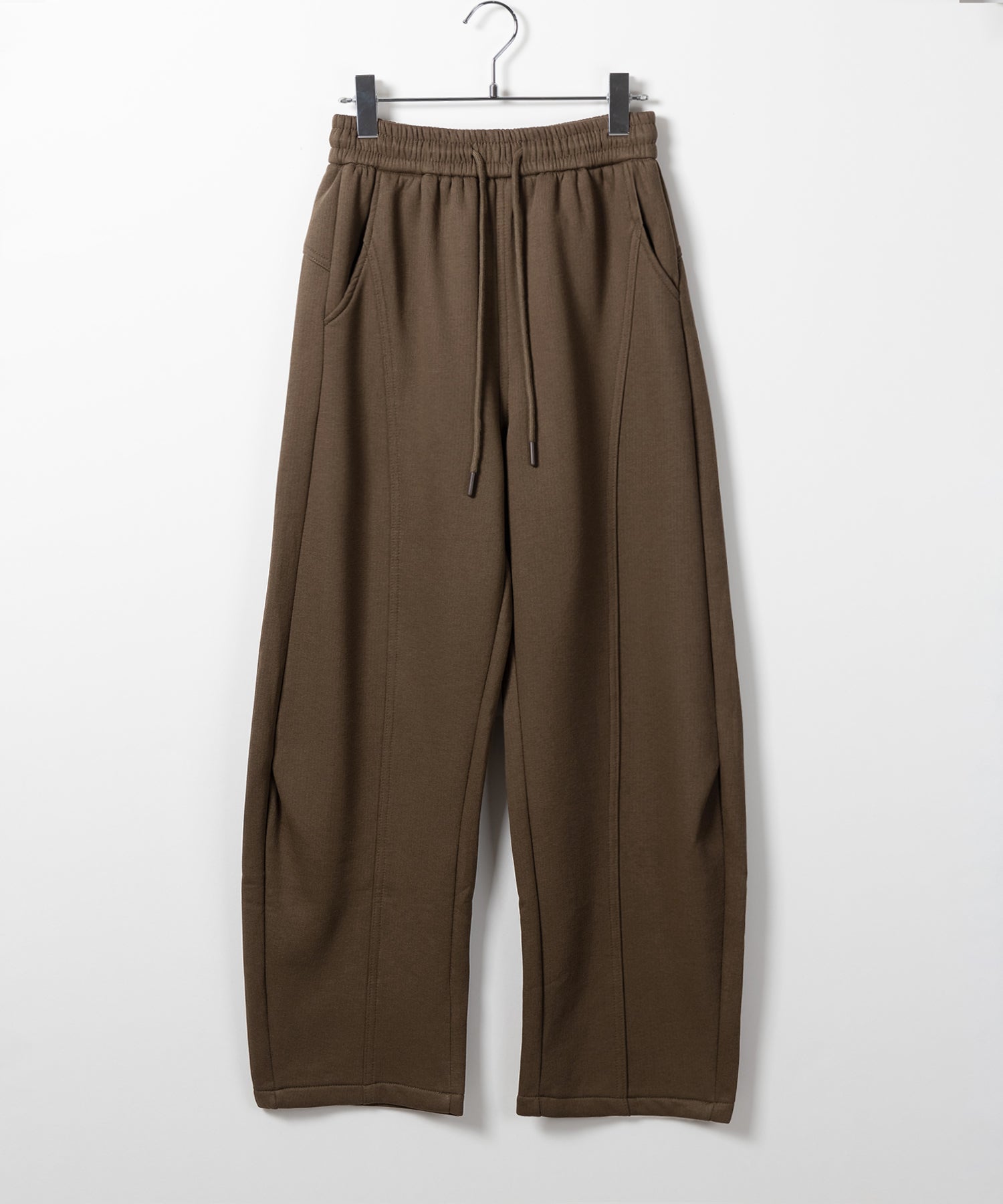 【 裏起毛 】カーブラインサイドタックワイドスウェットパンツ