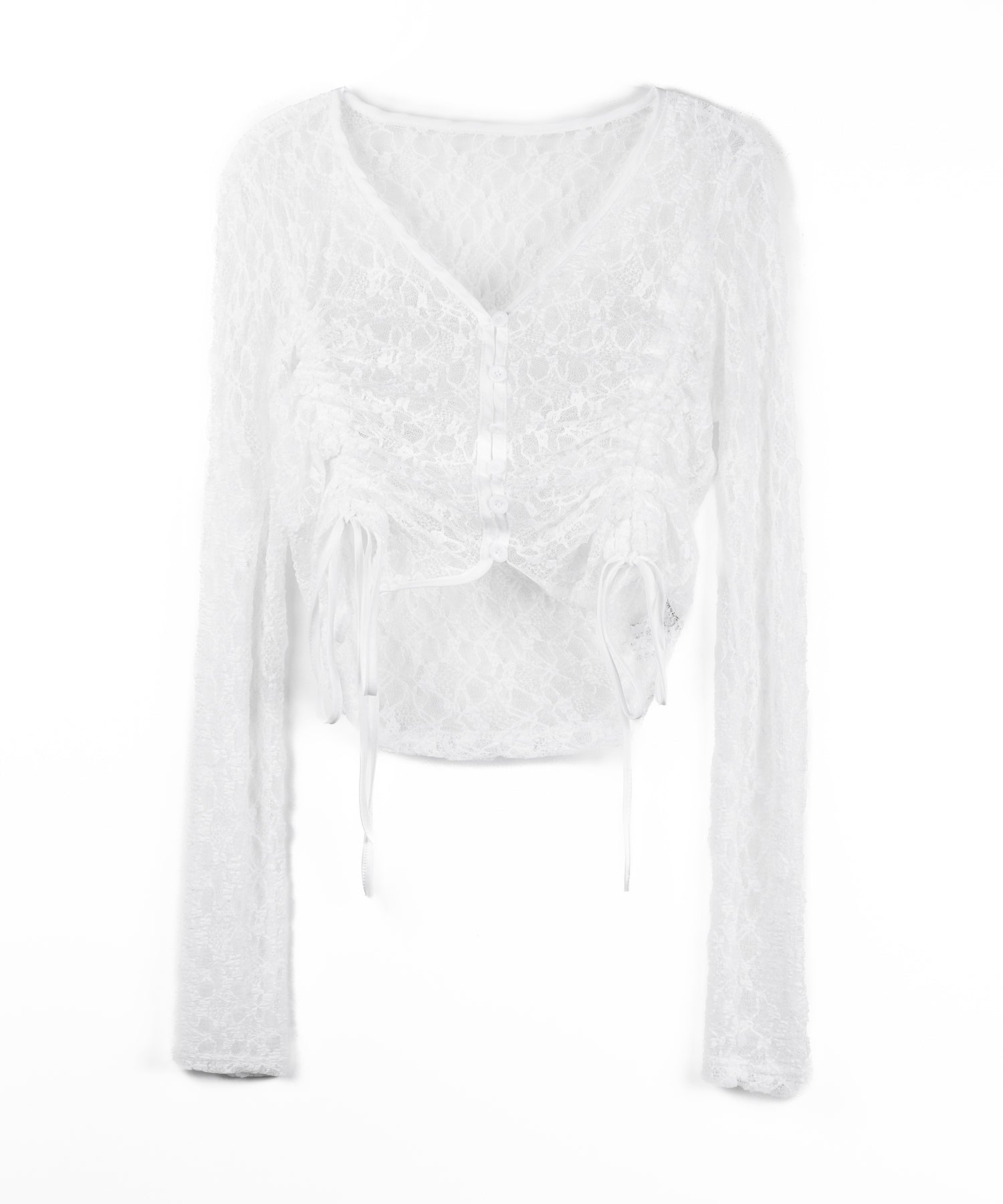 ダブルシャーリングショートレースカーディガン / double shirring short lace cardigan