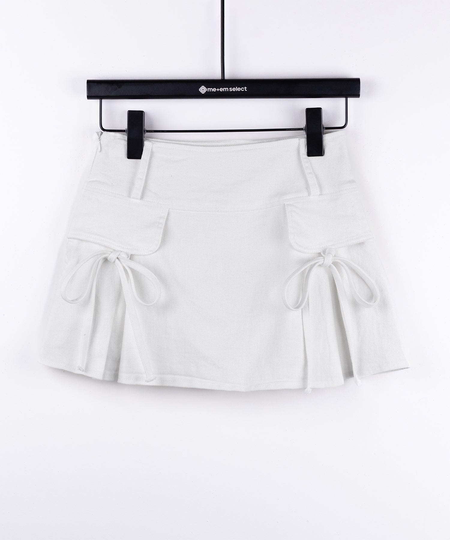 【 2color / 3size 】ヴィンテージライクリボンデニムミニスカパン / vintage like ribbon denim mini skirt pants
