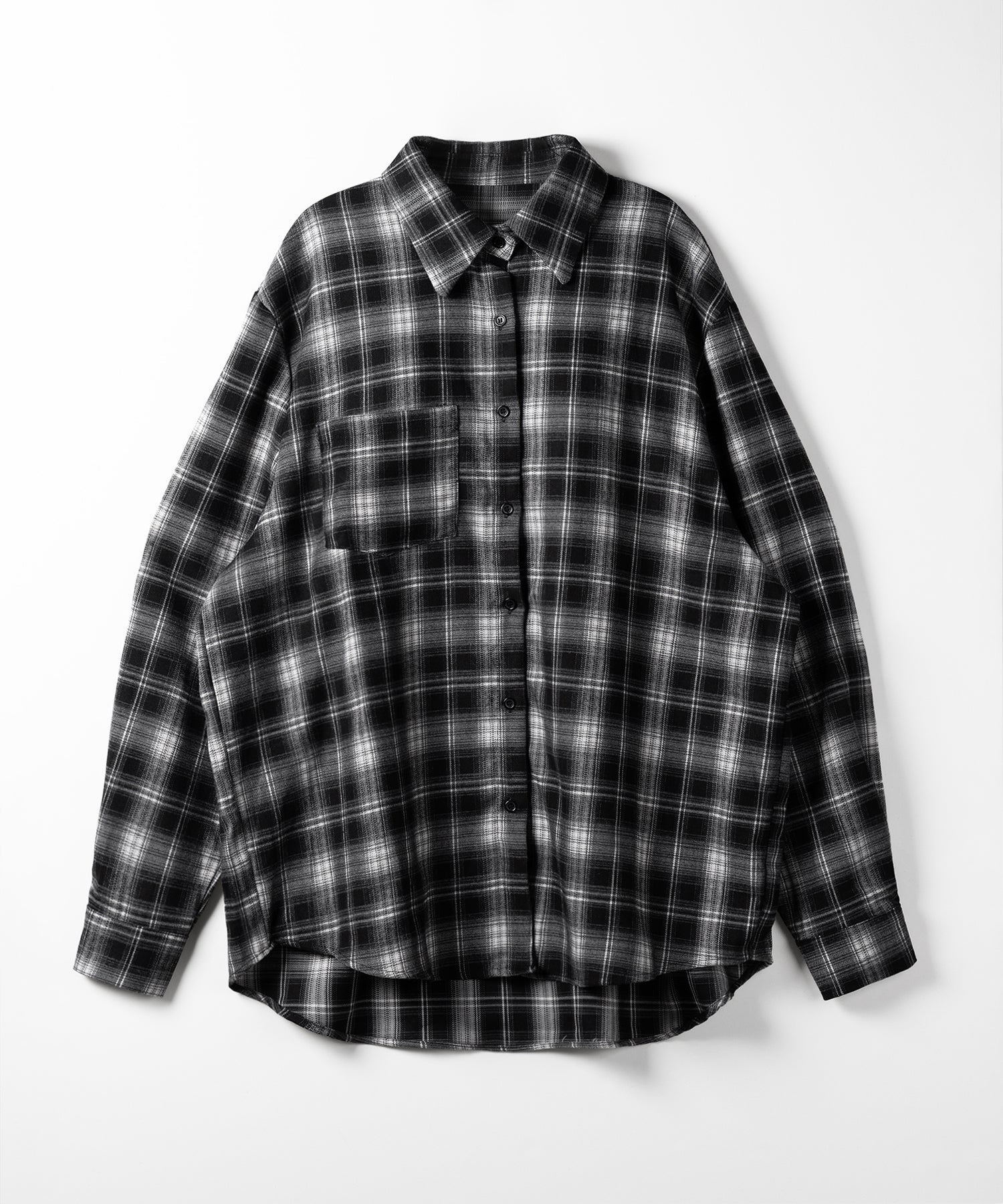 ビッグシルエットブラックチェックネルシャツ / big silhouette black check flannel shirt