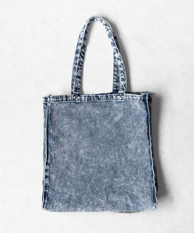 ヴィンテージケミカルブリーチビッグスクエアデニムトートバッグ / vintage chemical bleach big square denim tote bag