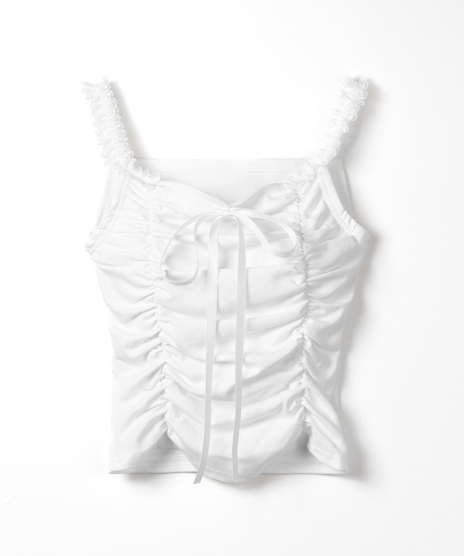 シャーリングギャザーフロントリボンキャミソール / shirring gather front ribbon camisole