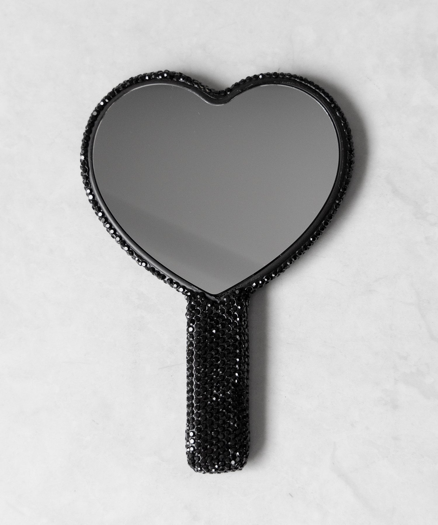 ラインストーンブラックハートハンドミラー / rhinestone black heart hand mirror
